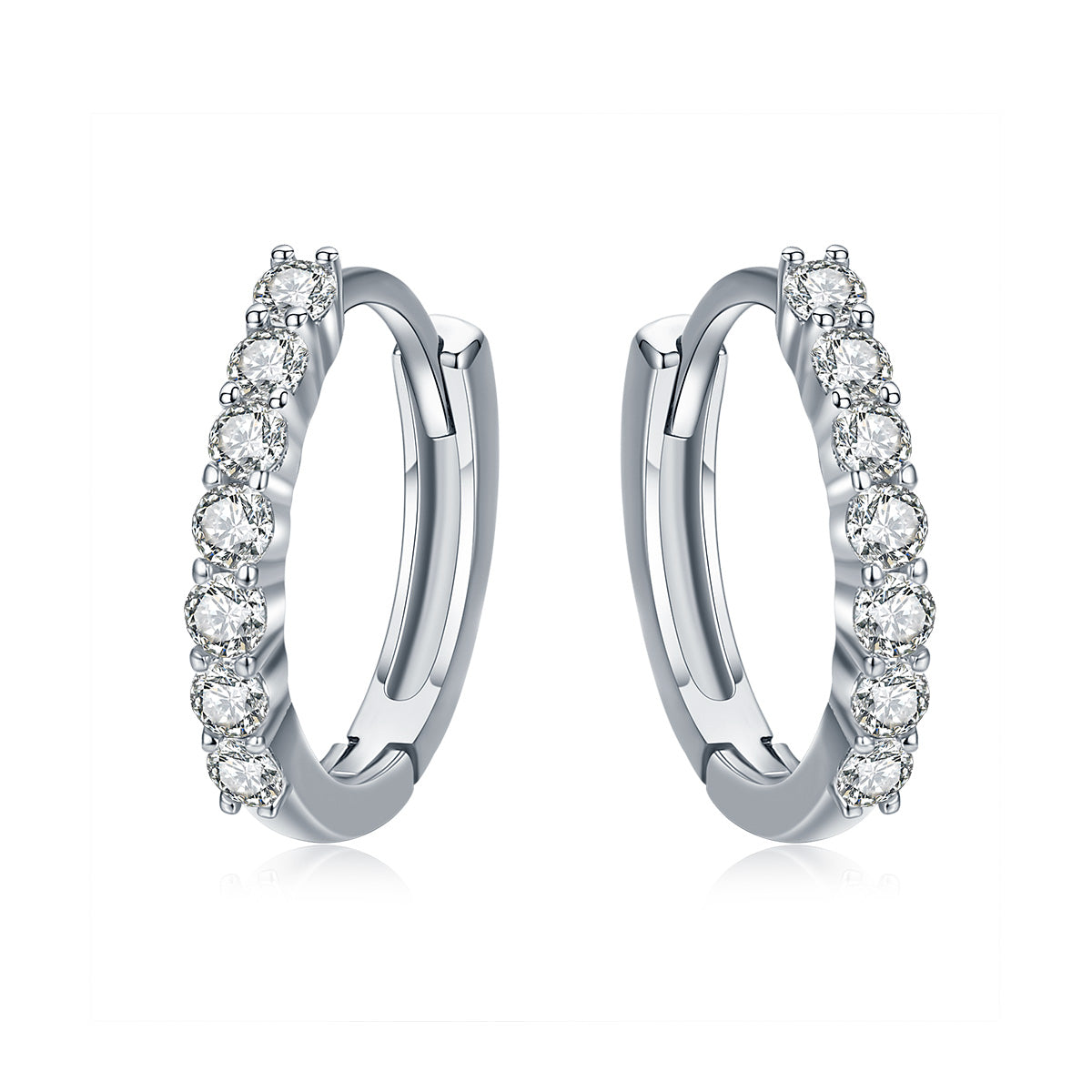 925 Sterling Silver Earrings with Pavé Setting CZ, Size 1.2*0.2cm for Women