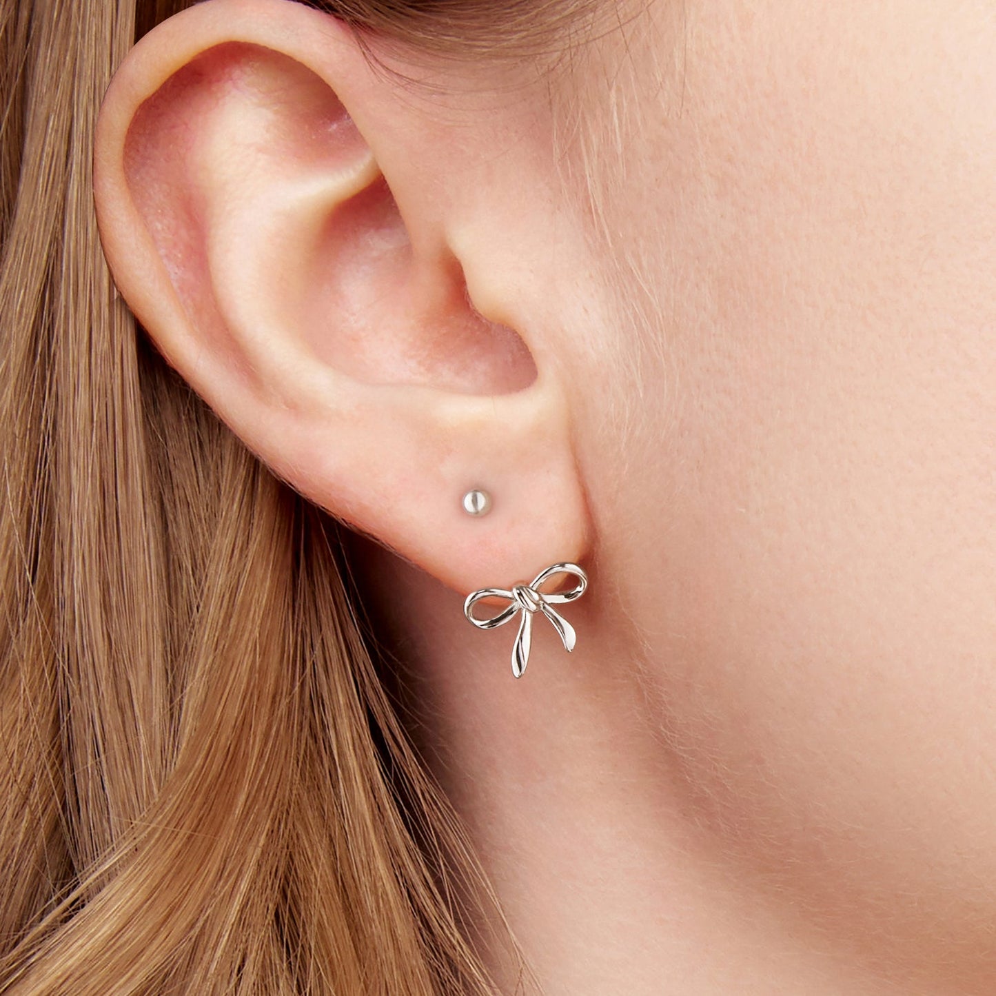 925 Sterling Silver Earrings with White Gold Plating - 1.0*1.3 cm
