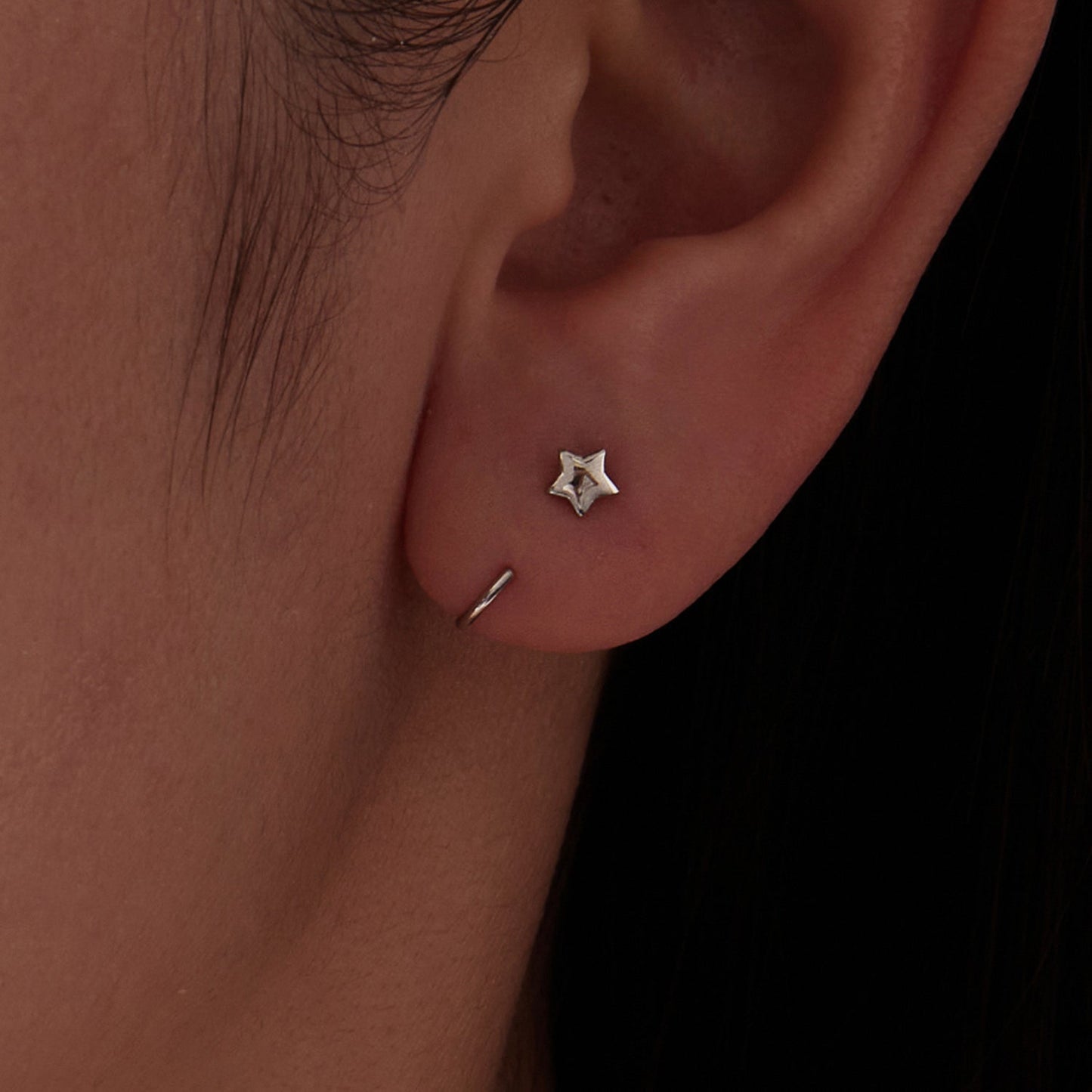 925 Sterling Silver Brass Earrings with White Gold Plating 1.4cm for Women