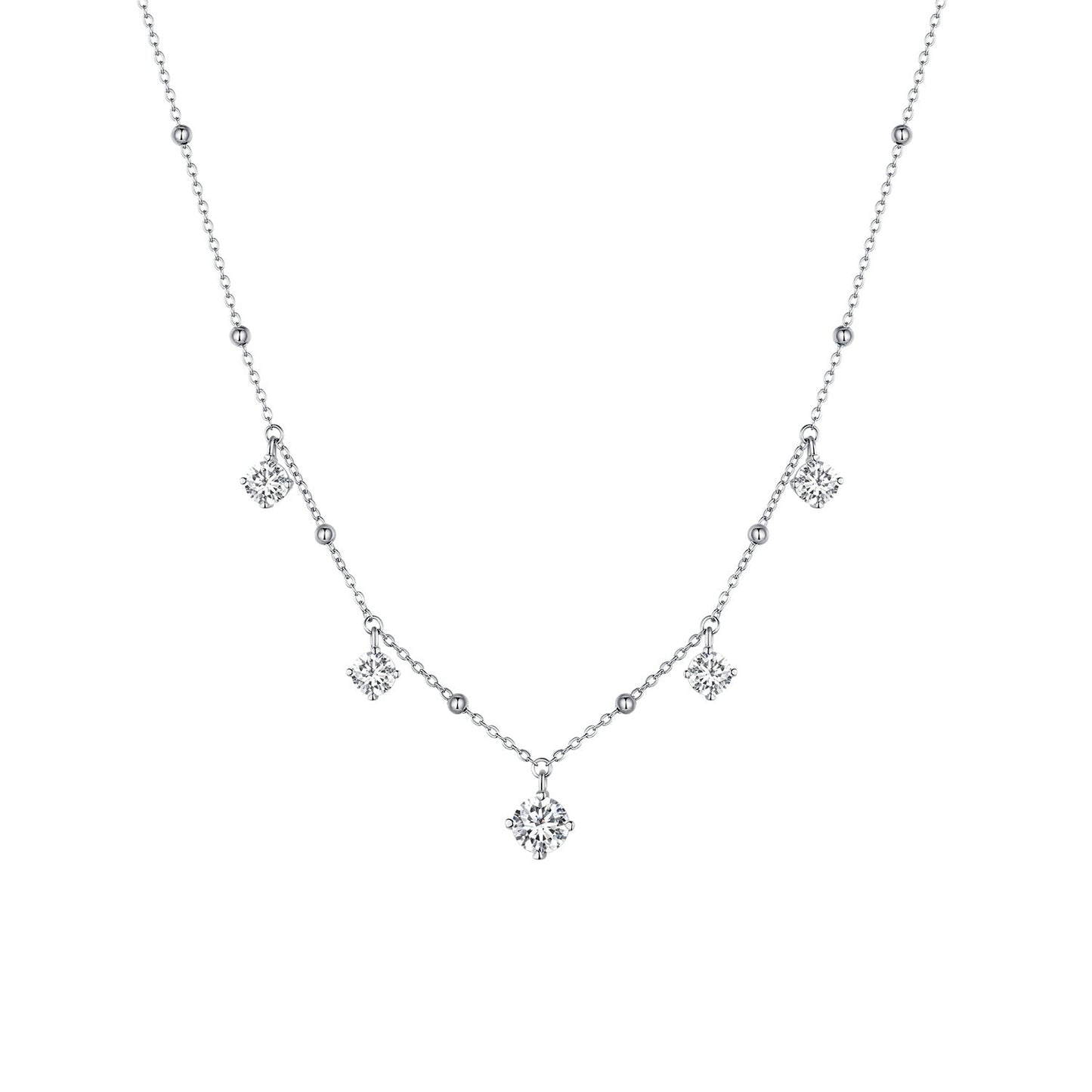925 Sterling Silver 5.0mm Moissanite Necklace for Women