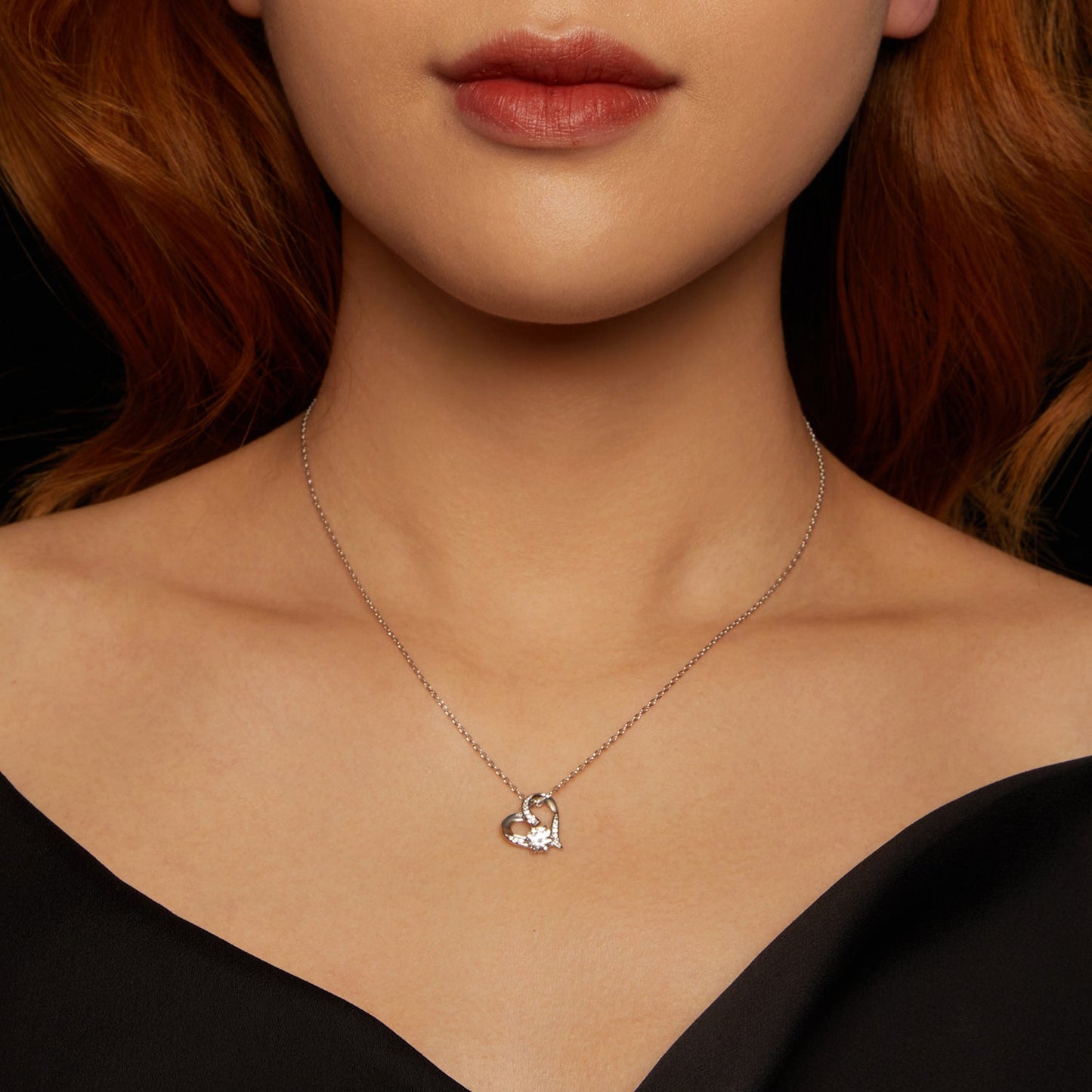 925 Sterling Silver Moissanite Necklace with Pendant and White Gold Plating for Women
