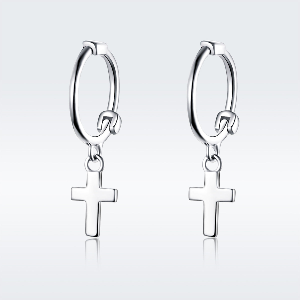 925 Sterling Silver Earrings Plated Platinum 1.9*0.5cm for Women