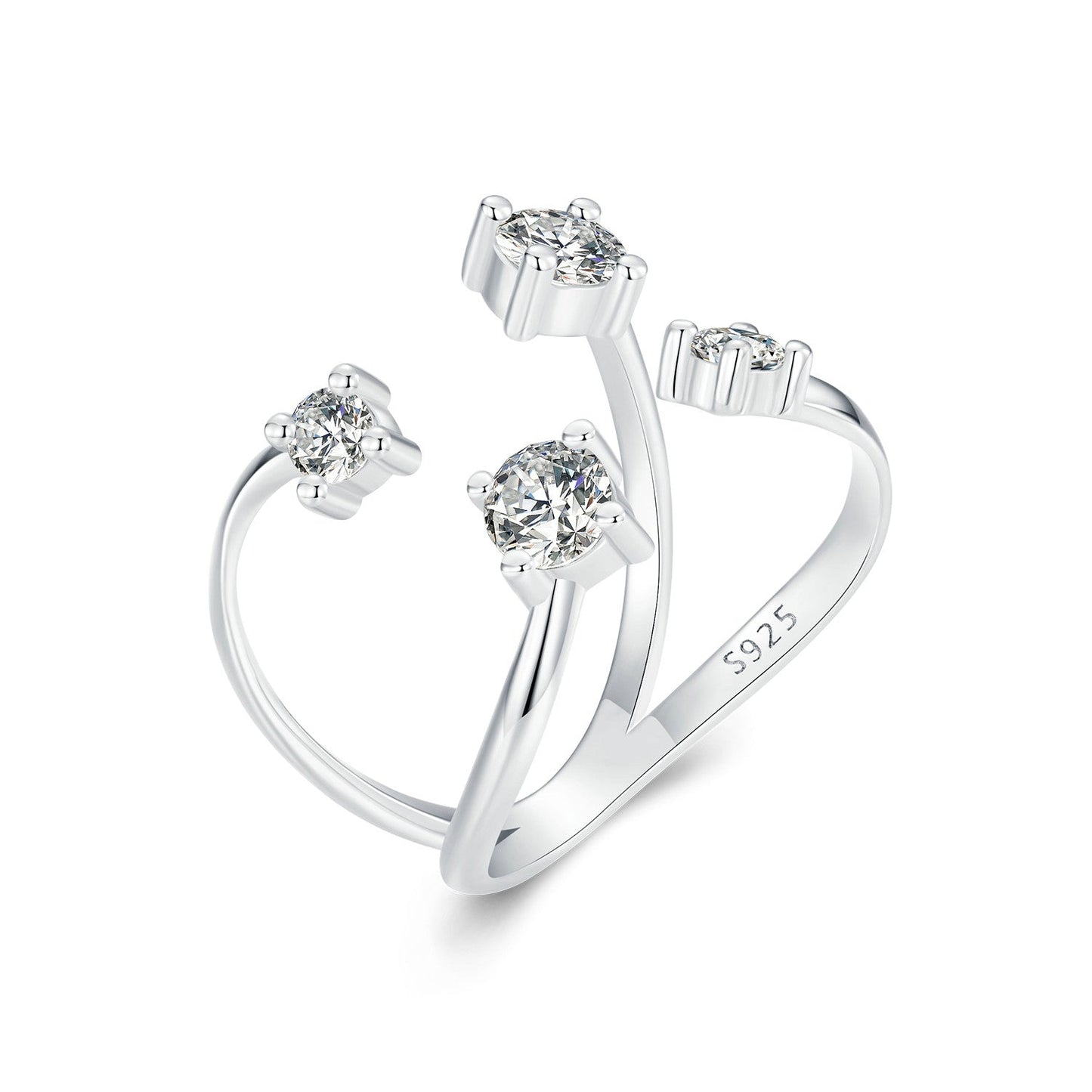 925 Sterling Silver White Gold Plated Pavé Set CZ Ring 2.5-13.5mm for Women