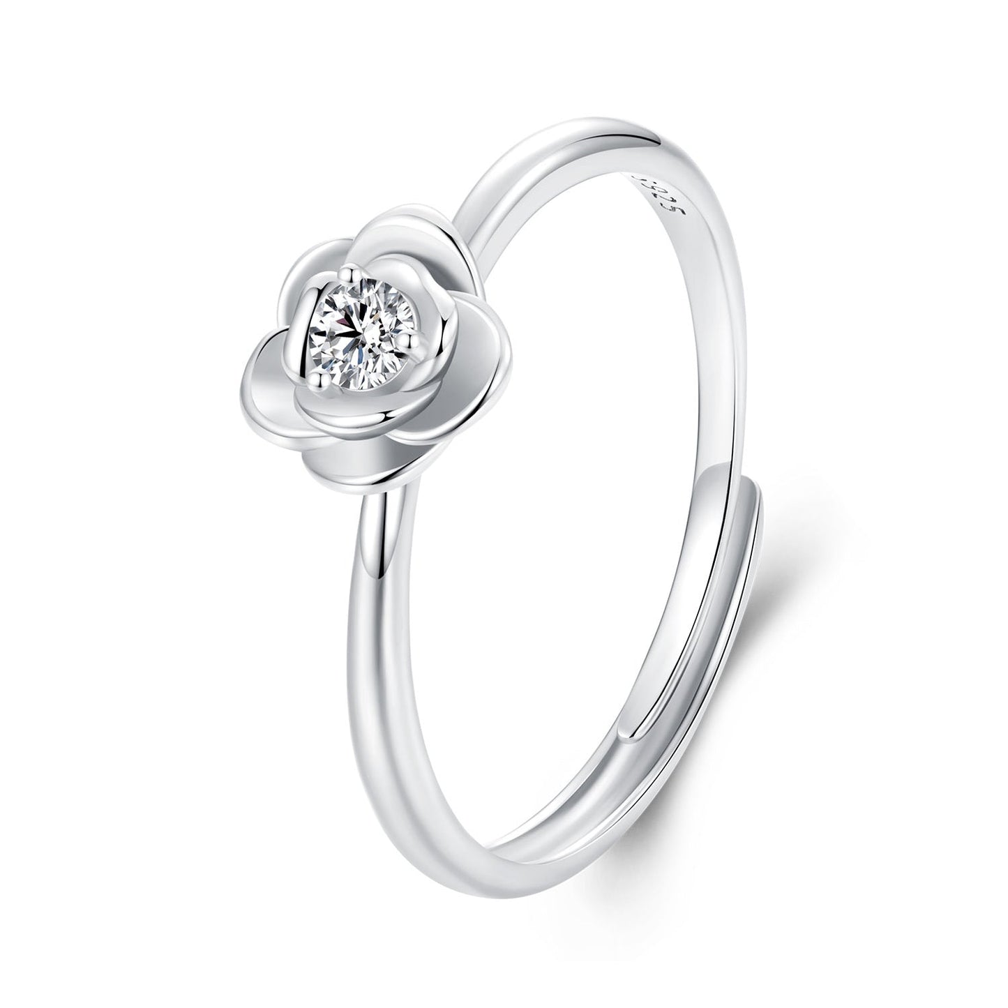 925 Sterling Silver White Gold Plated Moissanite Ring Size E for Women