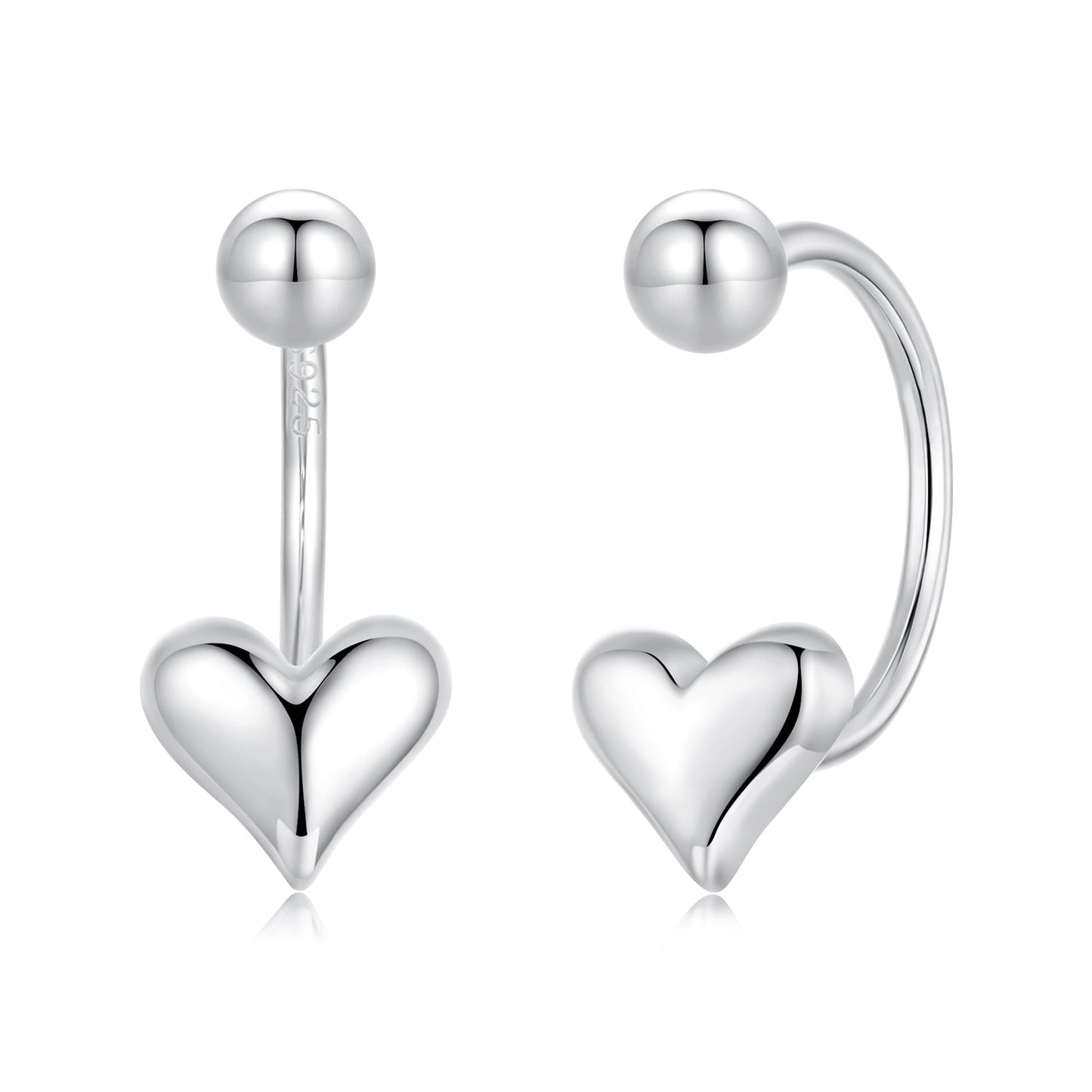 925 Sterling Silver Earrings with White Gold Plating, 1.3x0.58cm for Women