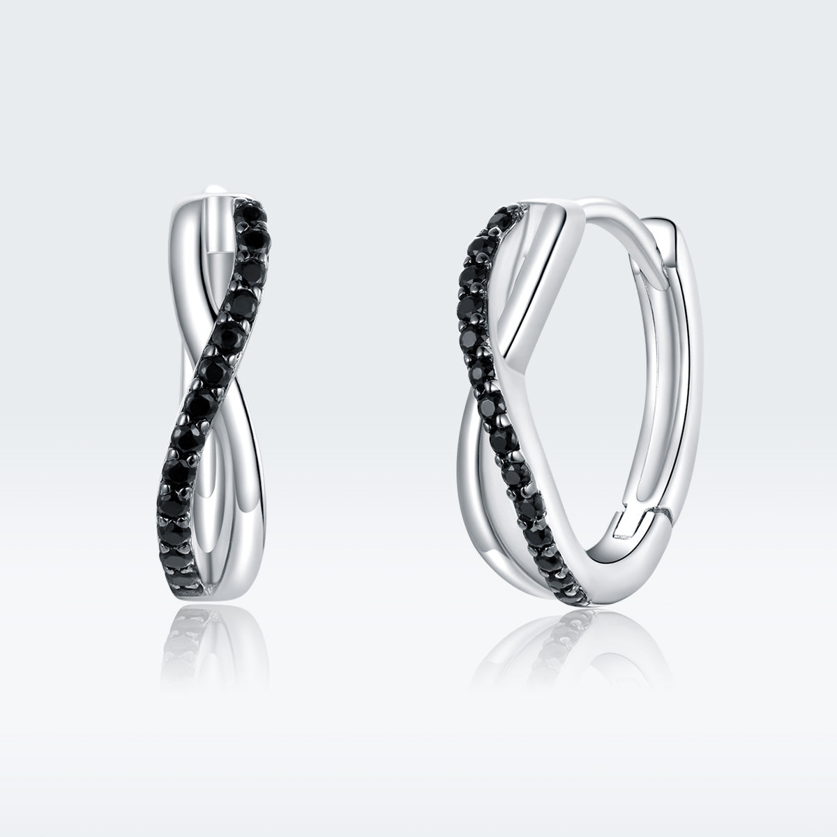 925 Sterling Silver Earrings 1.3*0.4cm with Pavé Setting CZ for Women