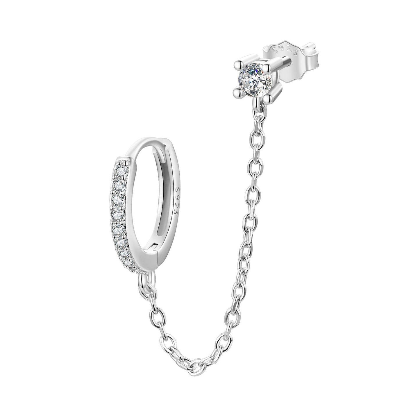 S925 Sterling Silver 3mm Pavé Setting CZ Earrings for Women