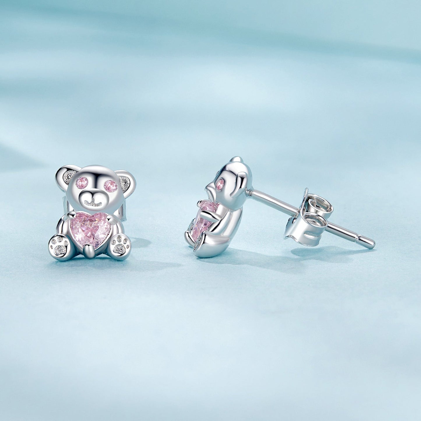 925 Sterling Silver Earrings with CZ in White Gold Plating