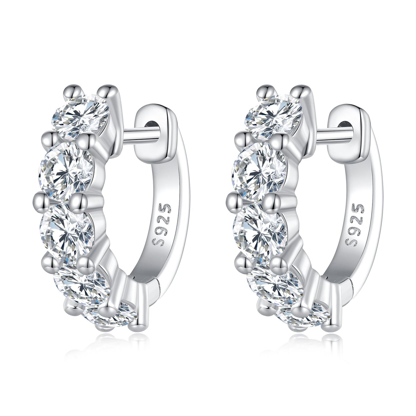 S925 Sterling Silver Moissanite Earrings, 1.3cm, Platinum Plated, for Women