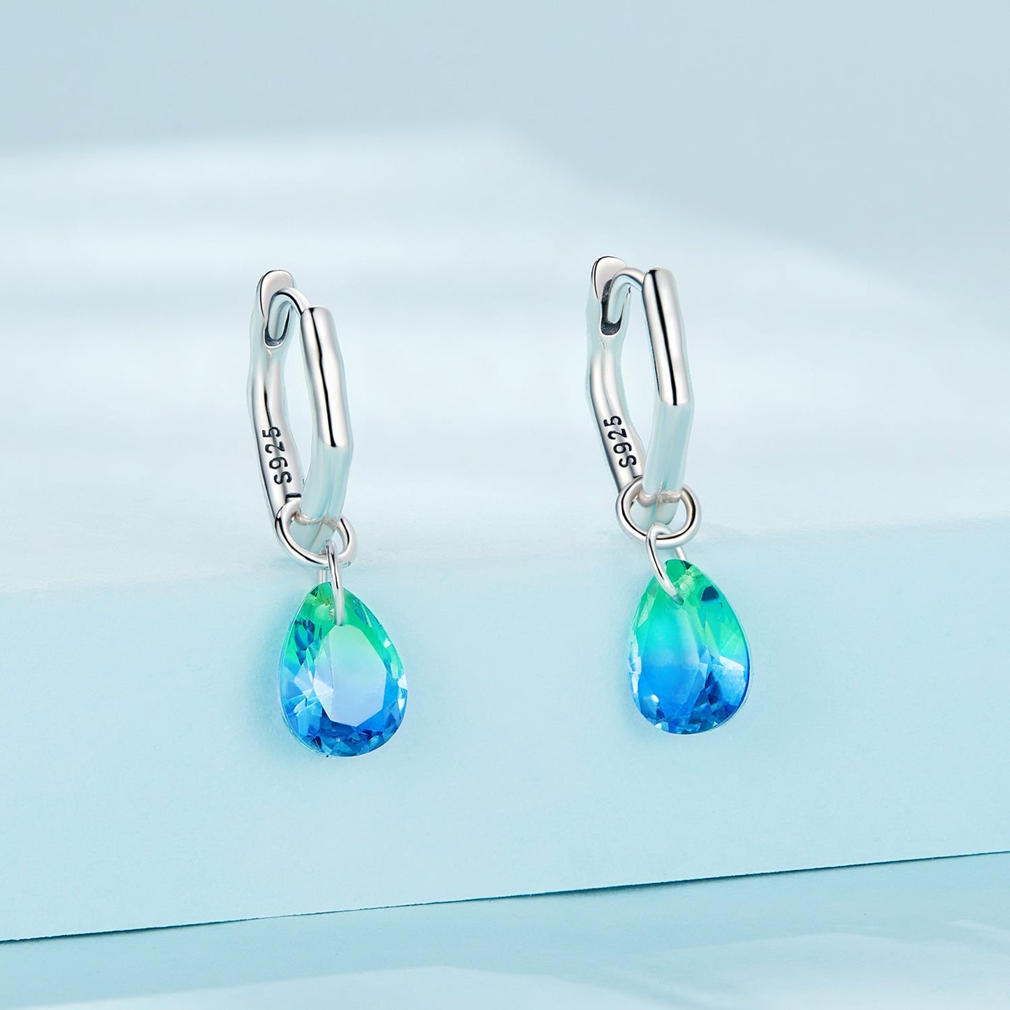 S925 Sterling Silver Oxidized Earrings with Transparent Glass & Main Stone for Women