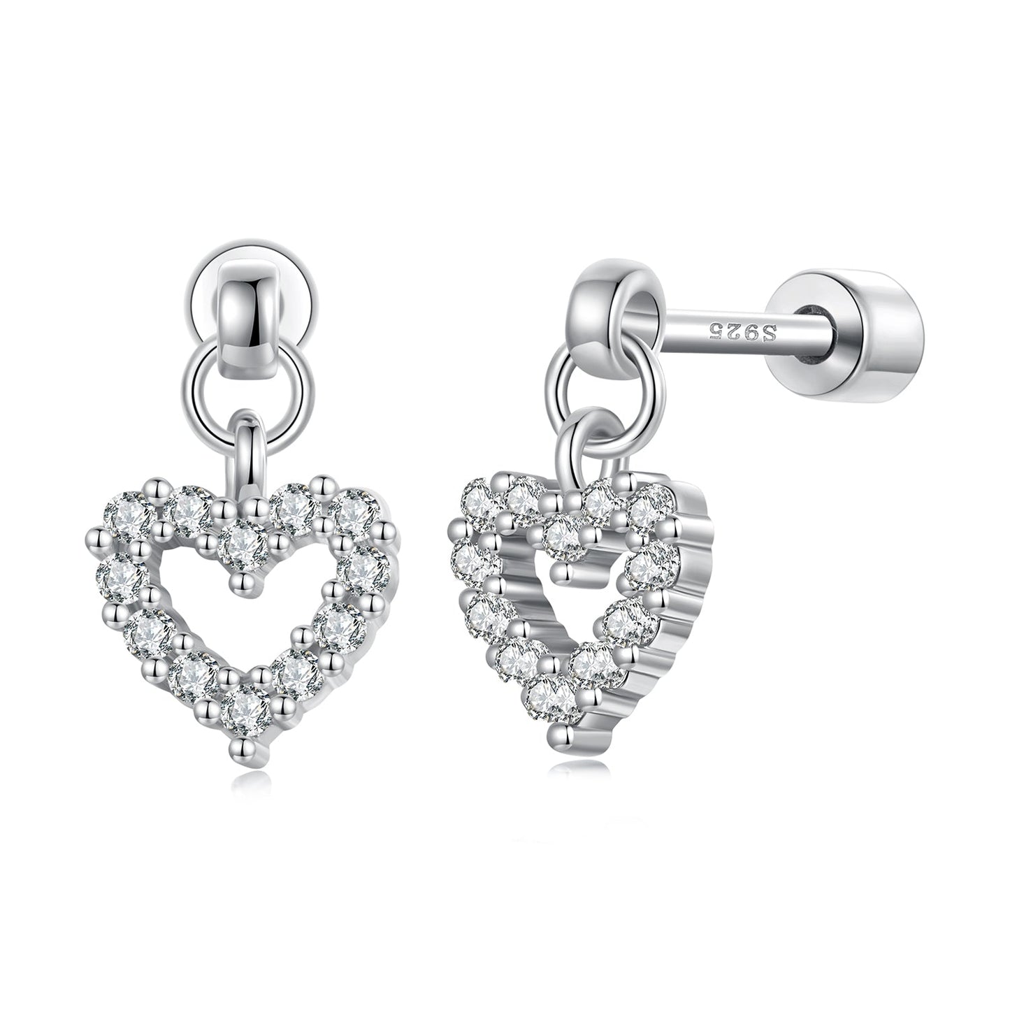 925 Sterling Silver White Gold Plated Pavé CZ Earrings