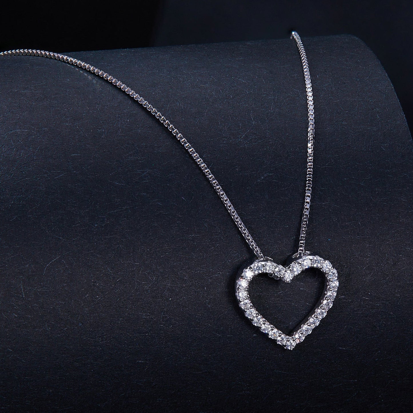 S925 Sterling Silver Necklace with Moissanite, 400mm + 50mm, Platinum Plated, Women