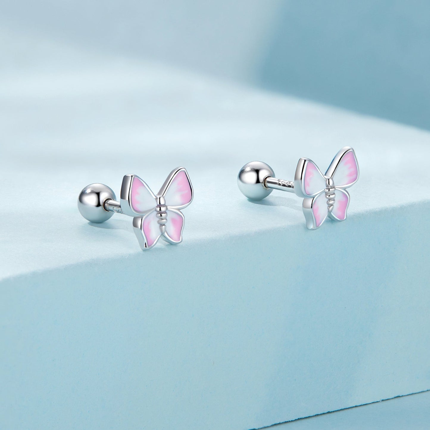 925 Sterling Silver Earrings with Enamel Process, 0.6cm, for Women