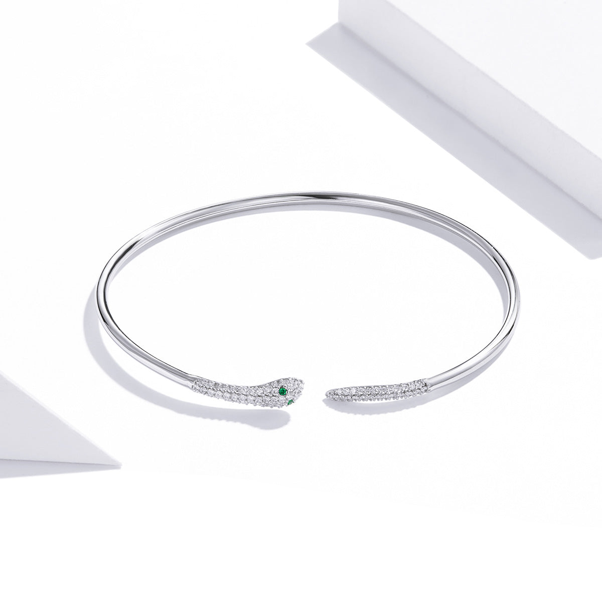 S925 Sterling Silver Bracelet with Pavé Setting CZ 6cm Diameter for Women