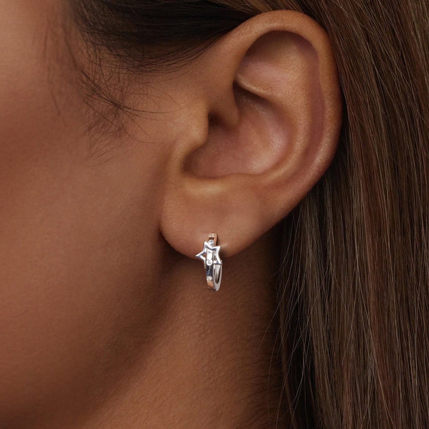 925 Sterling Silver & White Gold Earrings with Pavé Setting CZ - 12x6mm for Women