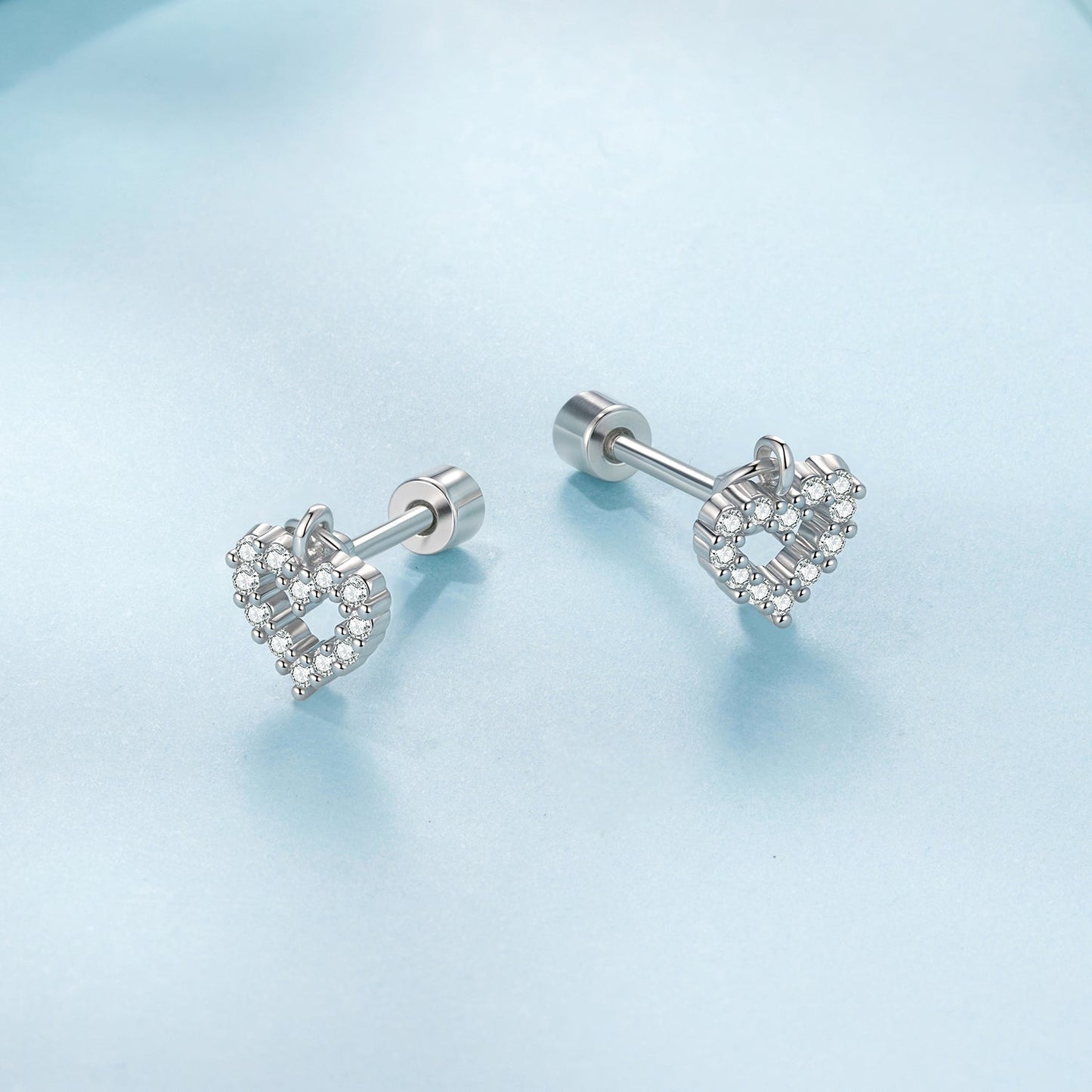 925 Sterling Silver White Gold Plated Pavé CZ Earrings