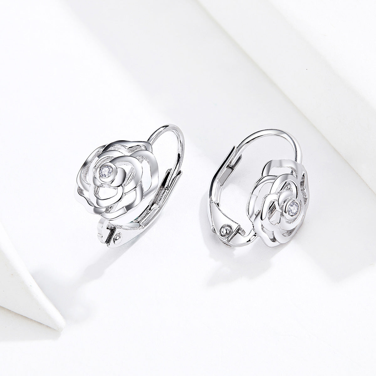 925 Sterling Silver Earrings with Pavé Setting CZ - 1.4x0.9 cm for Women