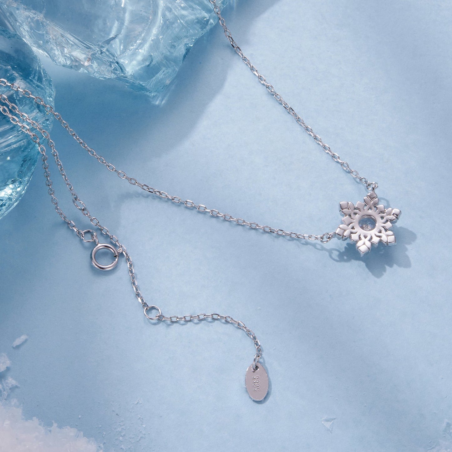 925 Sterling Silver White Gold Plated CZ Necklace 45cm for Women