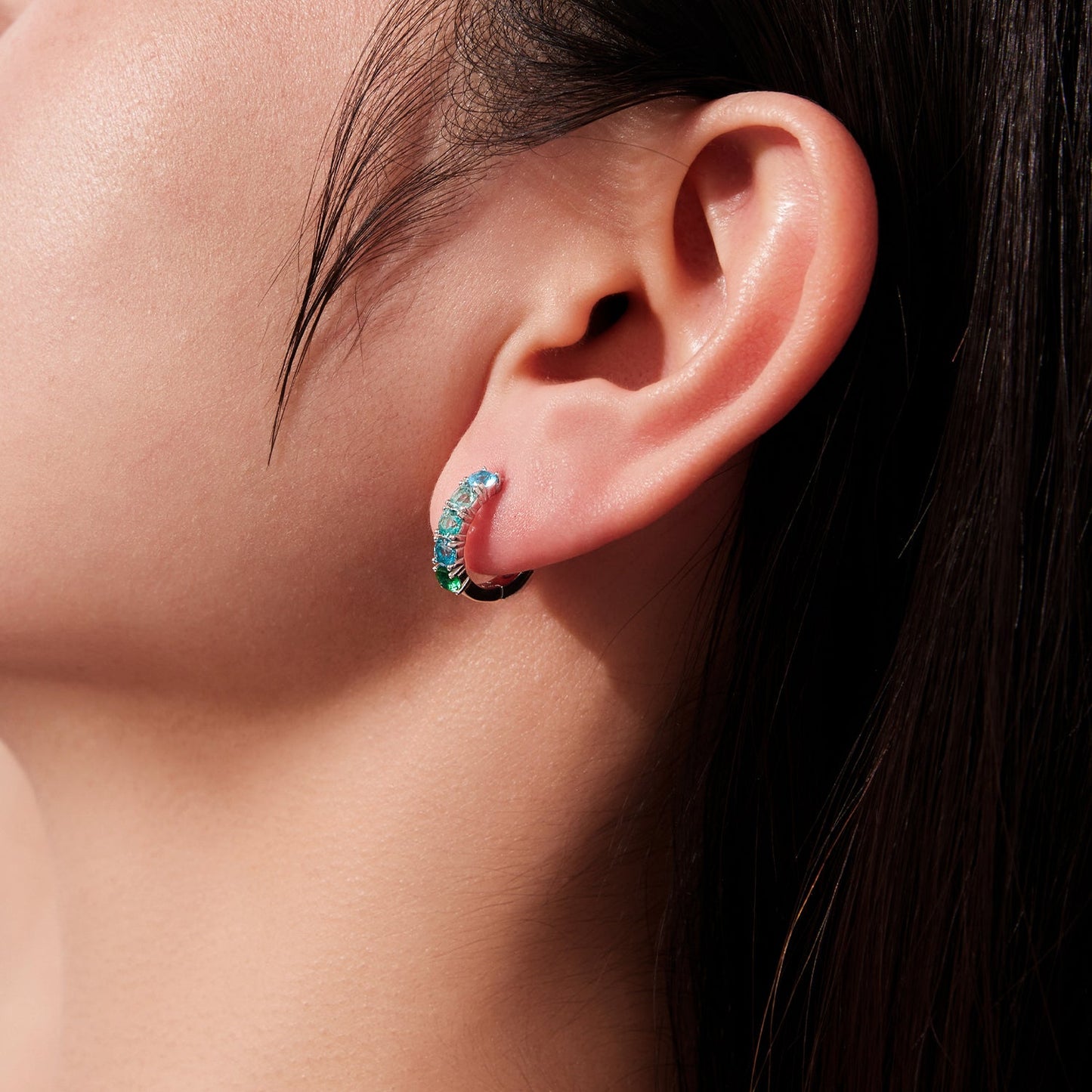 925 Sterling Silver Earrings with White Gold Plating and CZ for Women
