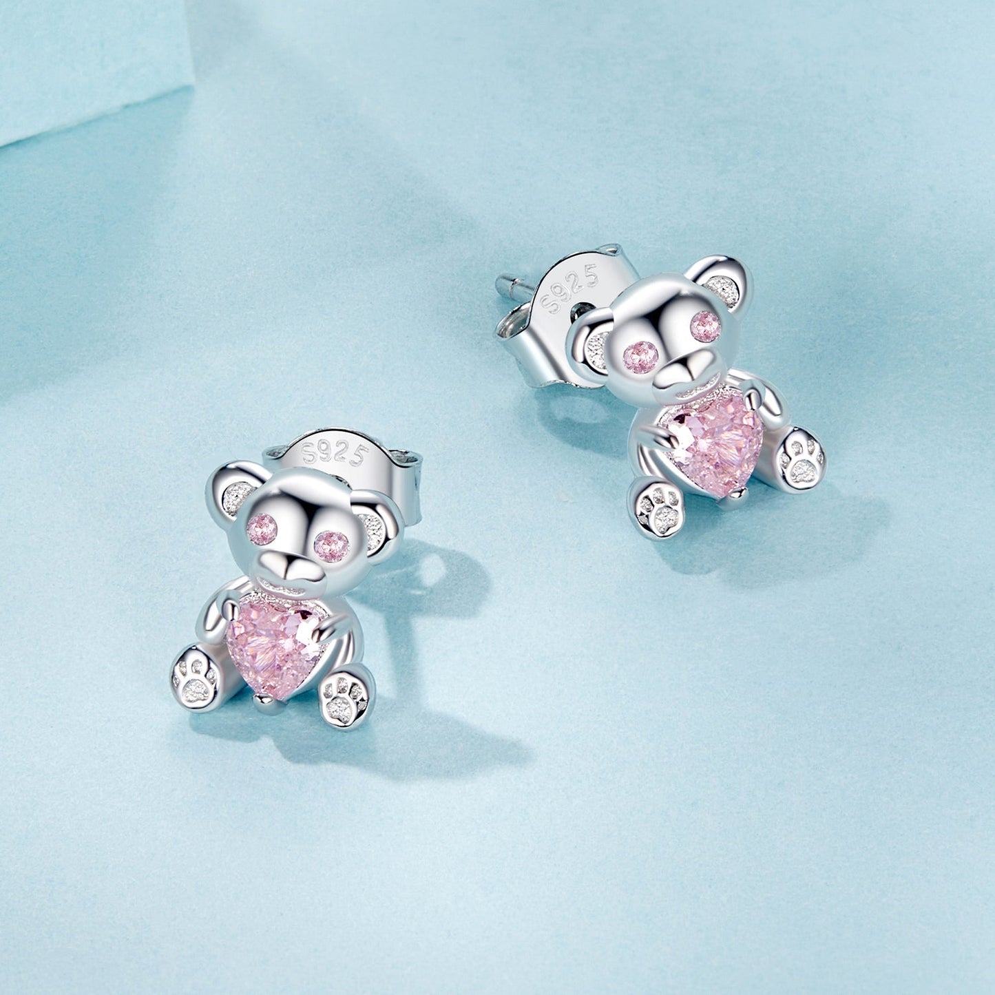 925 Sterling Silver Earrings with CZ in White Gold Plating