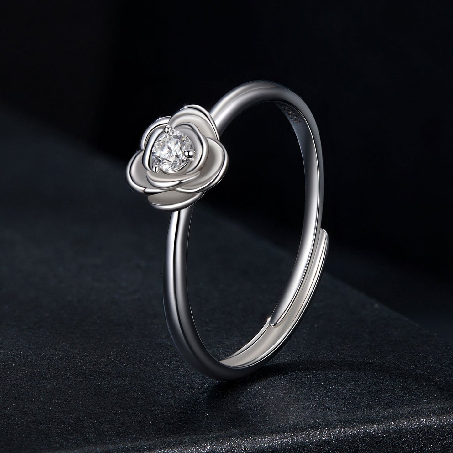 925 Sterling Silver White Gold Plated Moissanite Ring Size E for Women