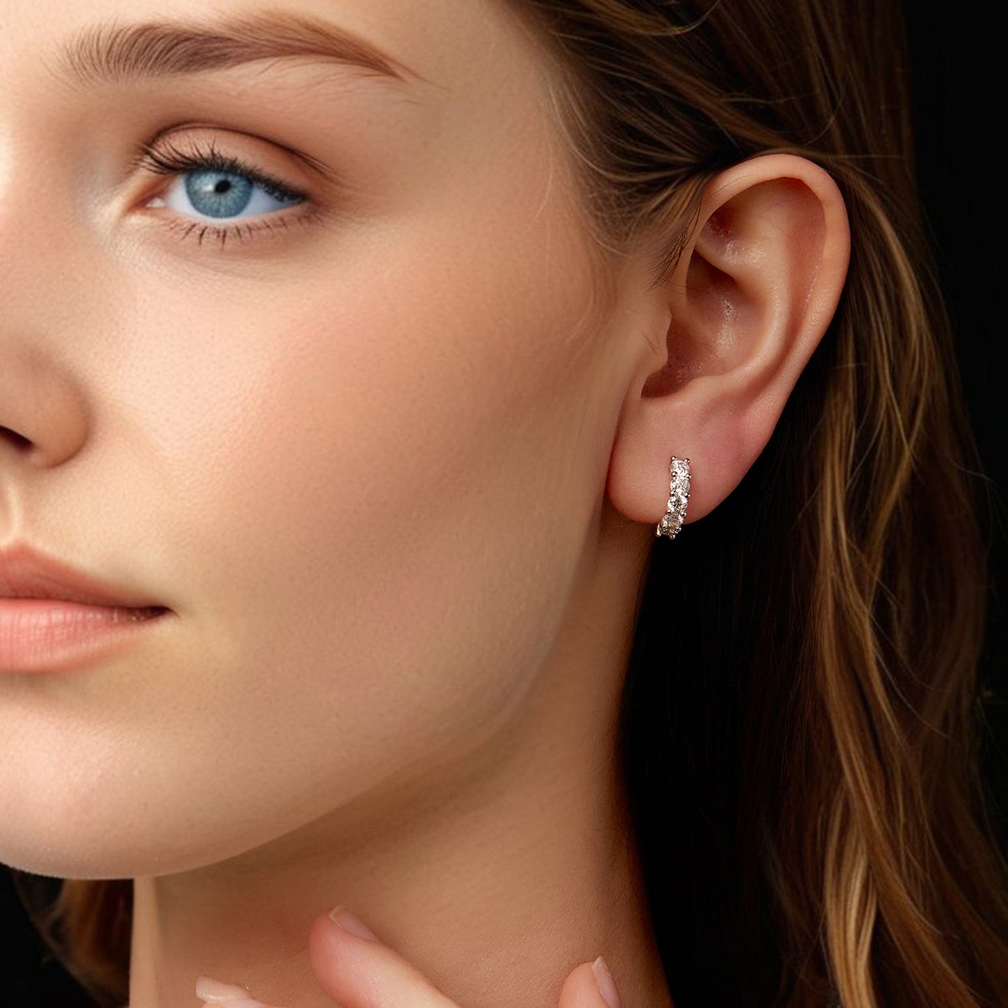 925 Sterling Silver Moissanite Earrings 1.3cm for Women