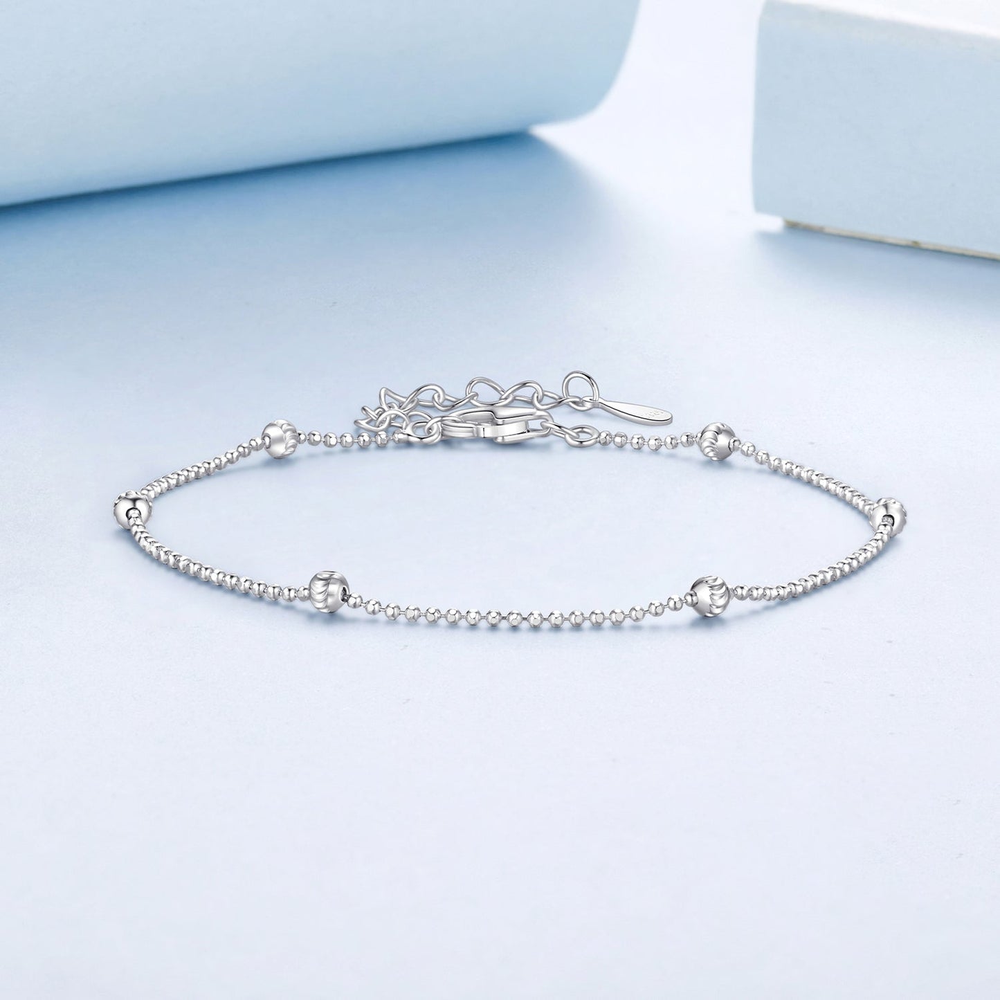 925 Sterling Silver & Plated White Gold Bracelet with Adjustable Length