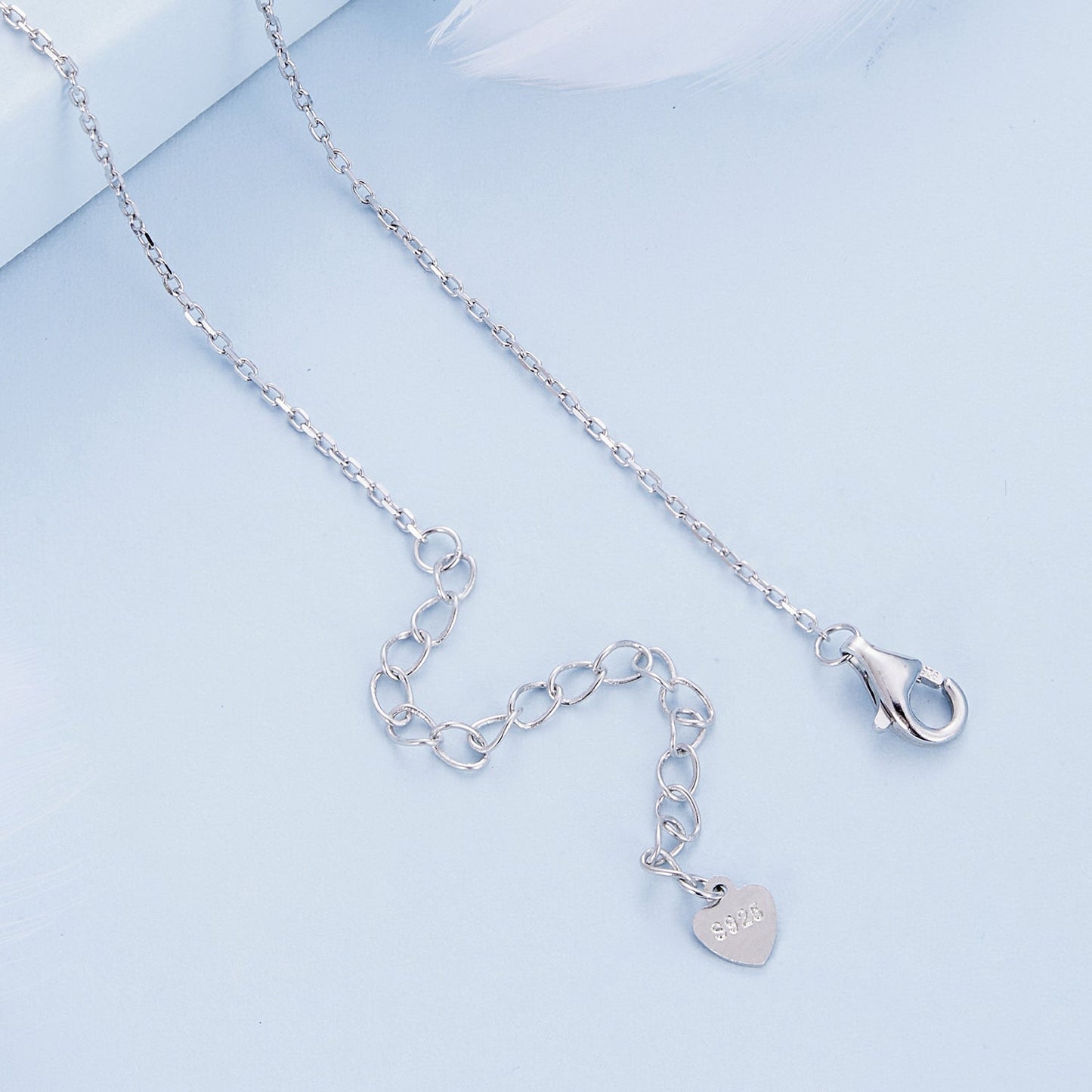 925 Sterling Silver Pendant Necklace with Pavé CZ and Plated Platinum