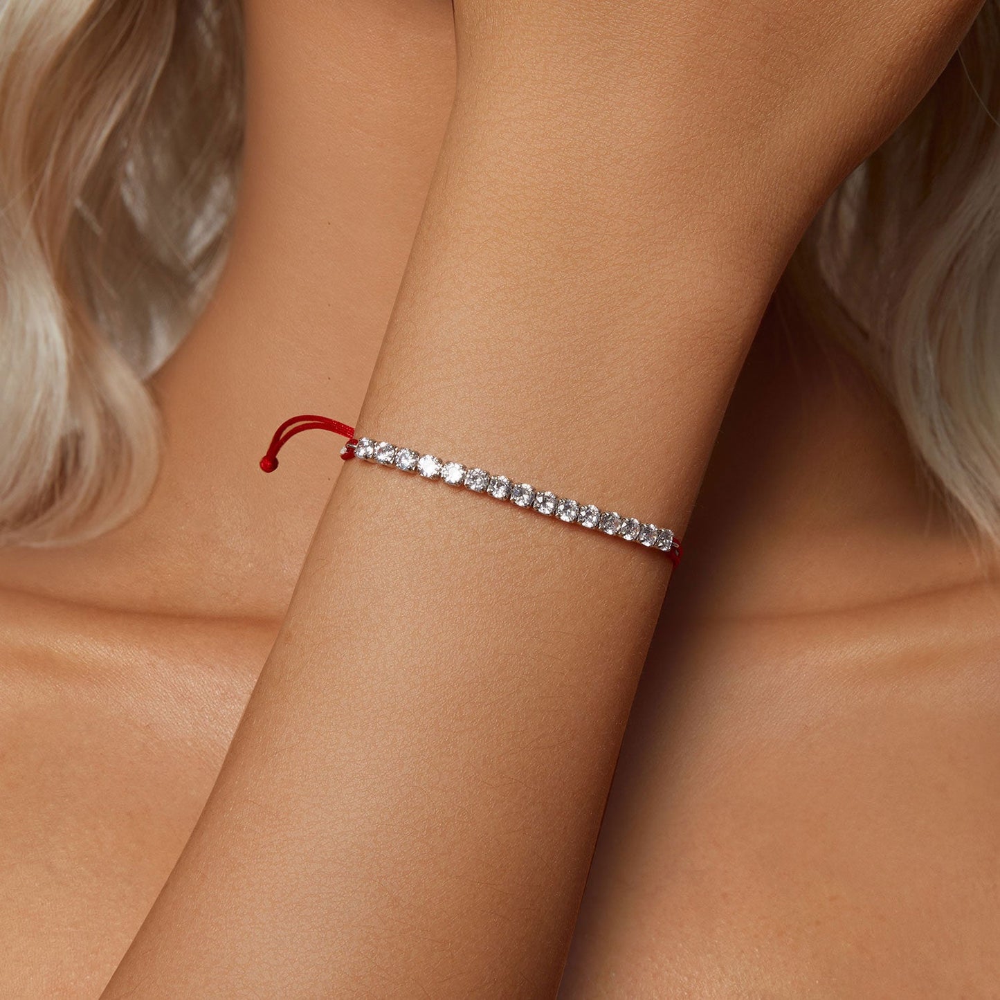 925 Sterling Silver Adjustable White Gold Plated Bracelet with CZ