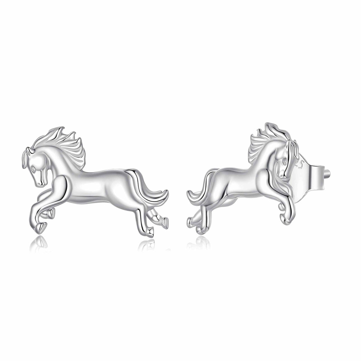 925 Sterling Silver Earrings 0.9*1.3cm with White Gold Plating for Women
