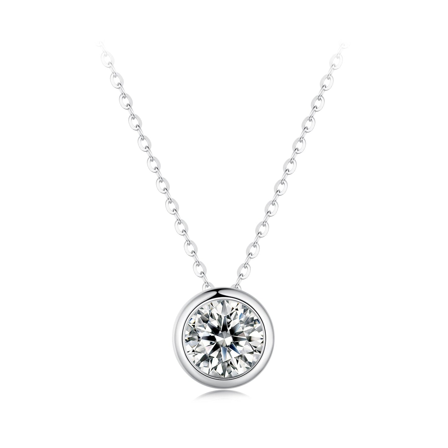 S925 Sterling Silver Moissanite Necklace 400mm with 1ct Moissanite for Women