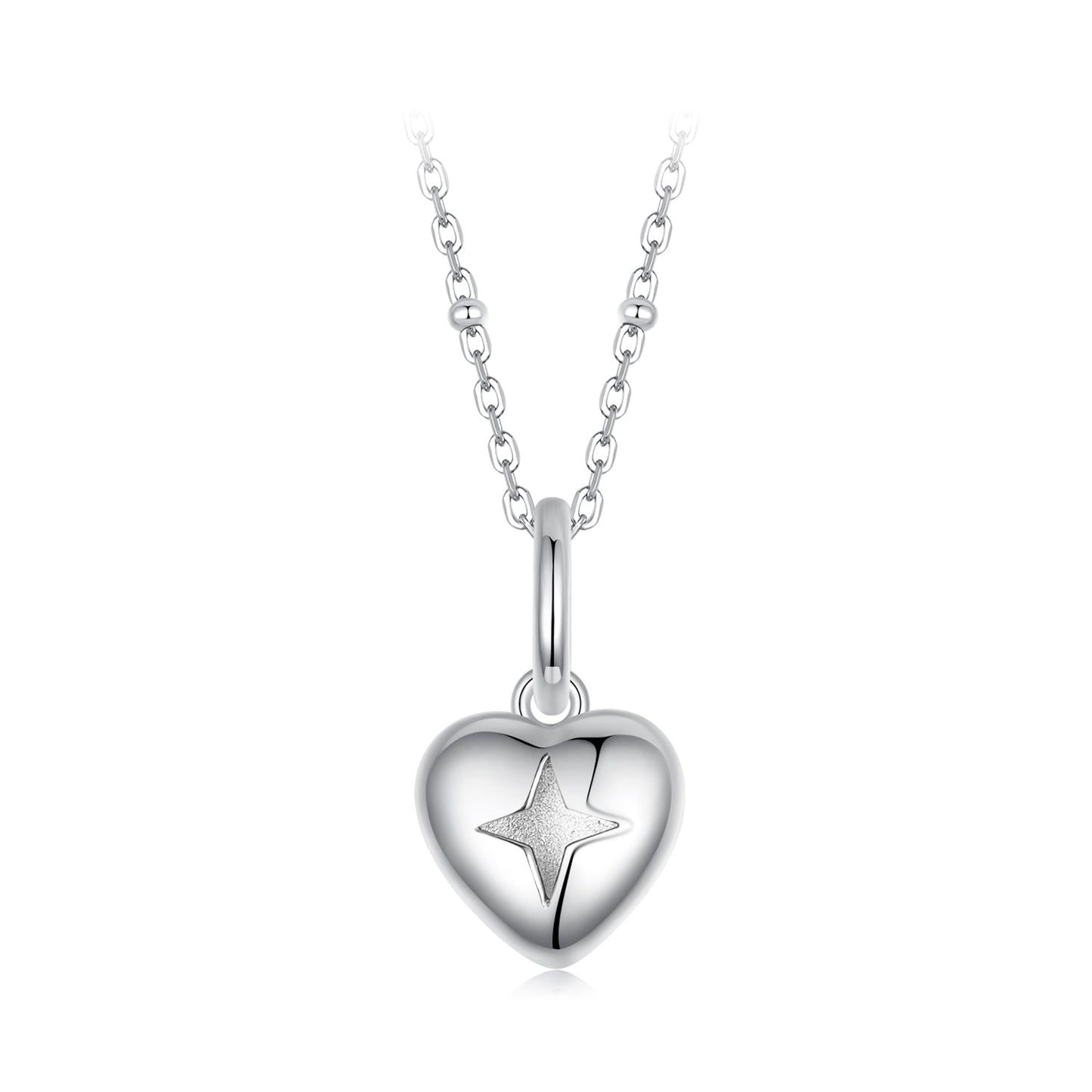 925 Sterling Silver Plated White Gold Necklace 40+5cm with 1.8*1.0cm Pendant for Women