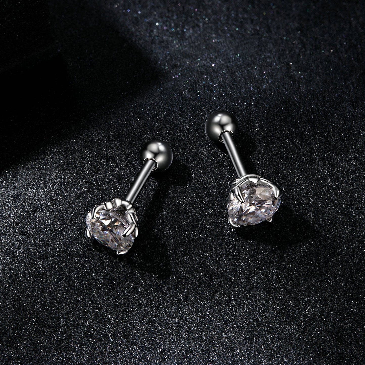 925 Sterling Silver 5mm Moissanite Earrings with White Gold Plating for Women