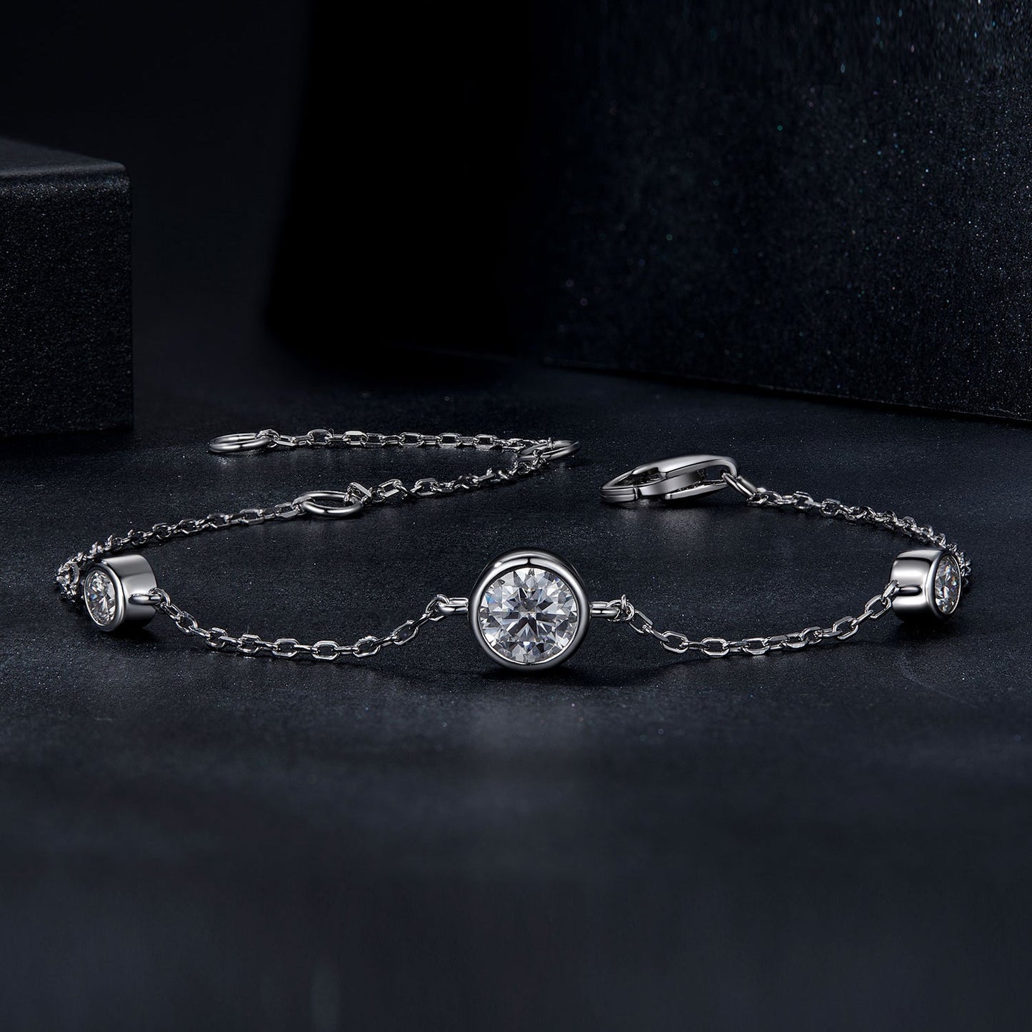 925 Sterling Silver 5mm Moissanite & 3mm Moissanite Bracelet for Women