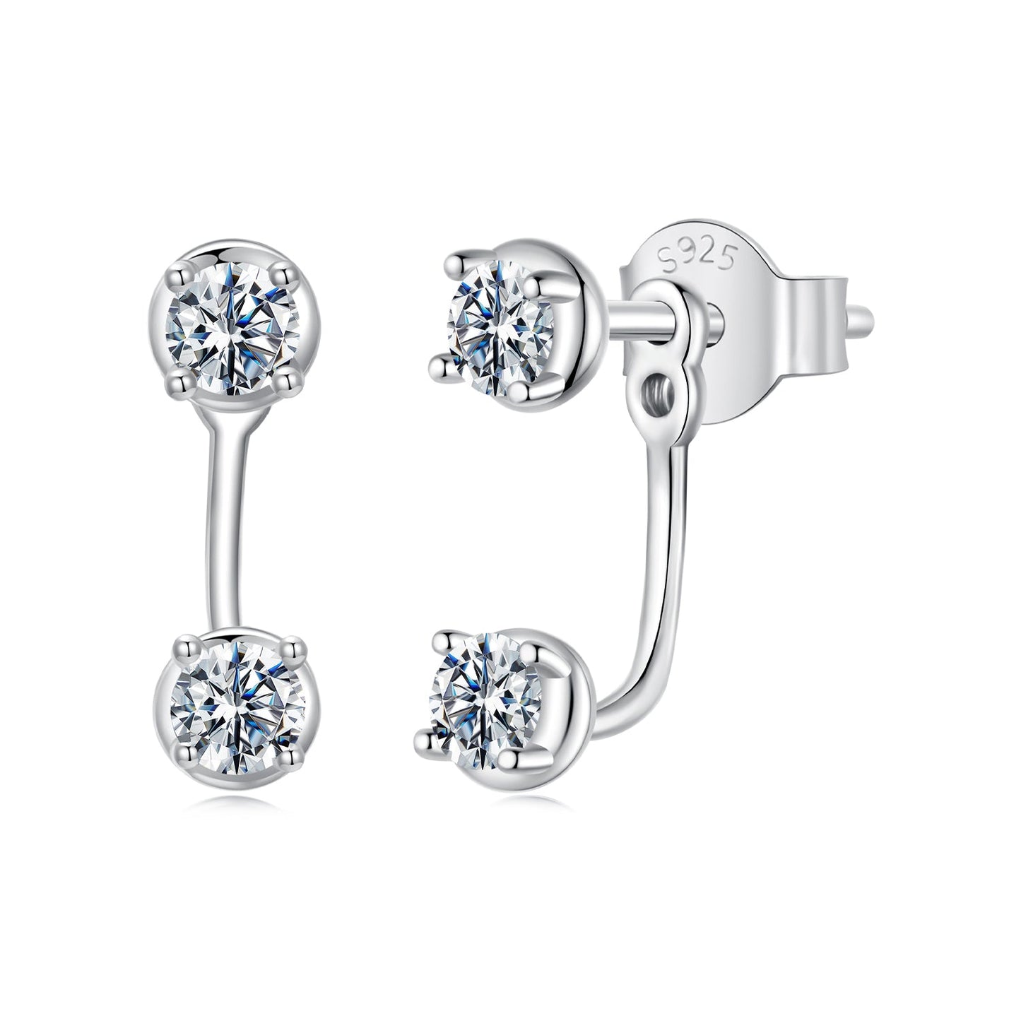 925 Sterling Silver White Gold Plated Moissanite Earrings 0.1 Carat for Women