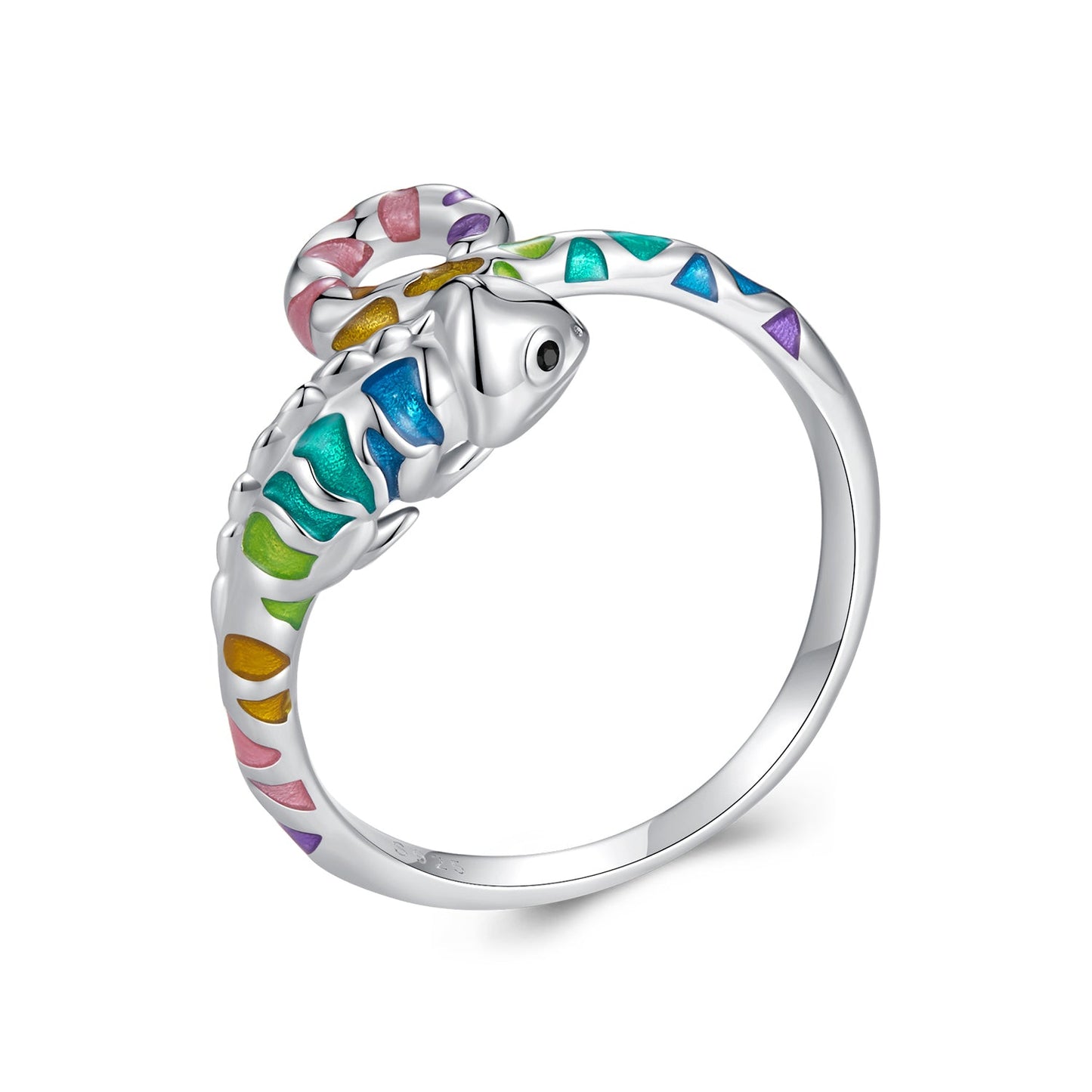 925 Sterling Silver Enamel Process Pavé Setting CZ Ring for Women