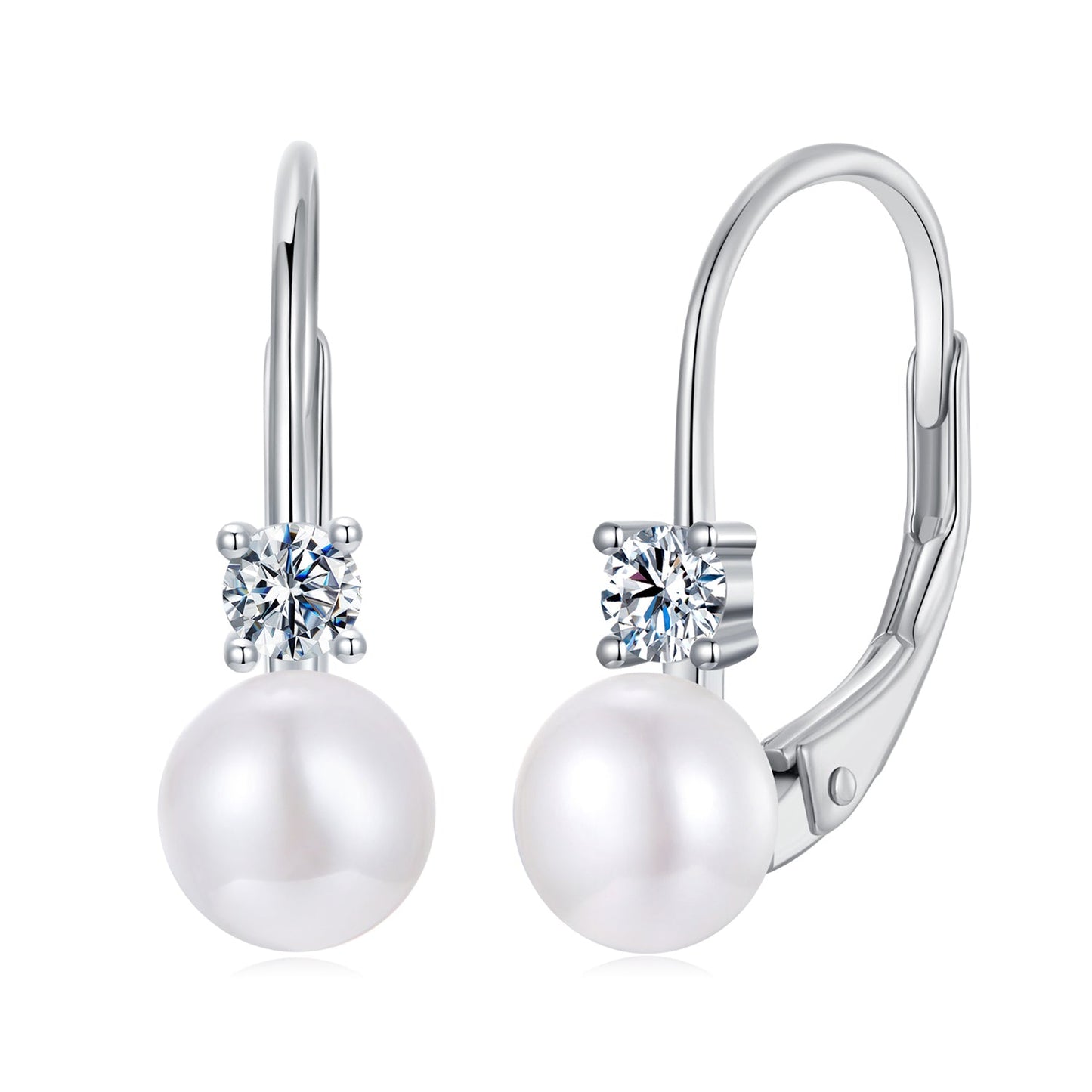925 Sterling Silver & Moissanite 0.30 Carat Earring with Freshwater Pearl for Women