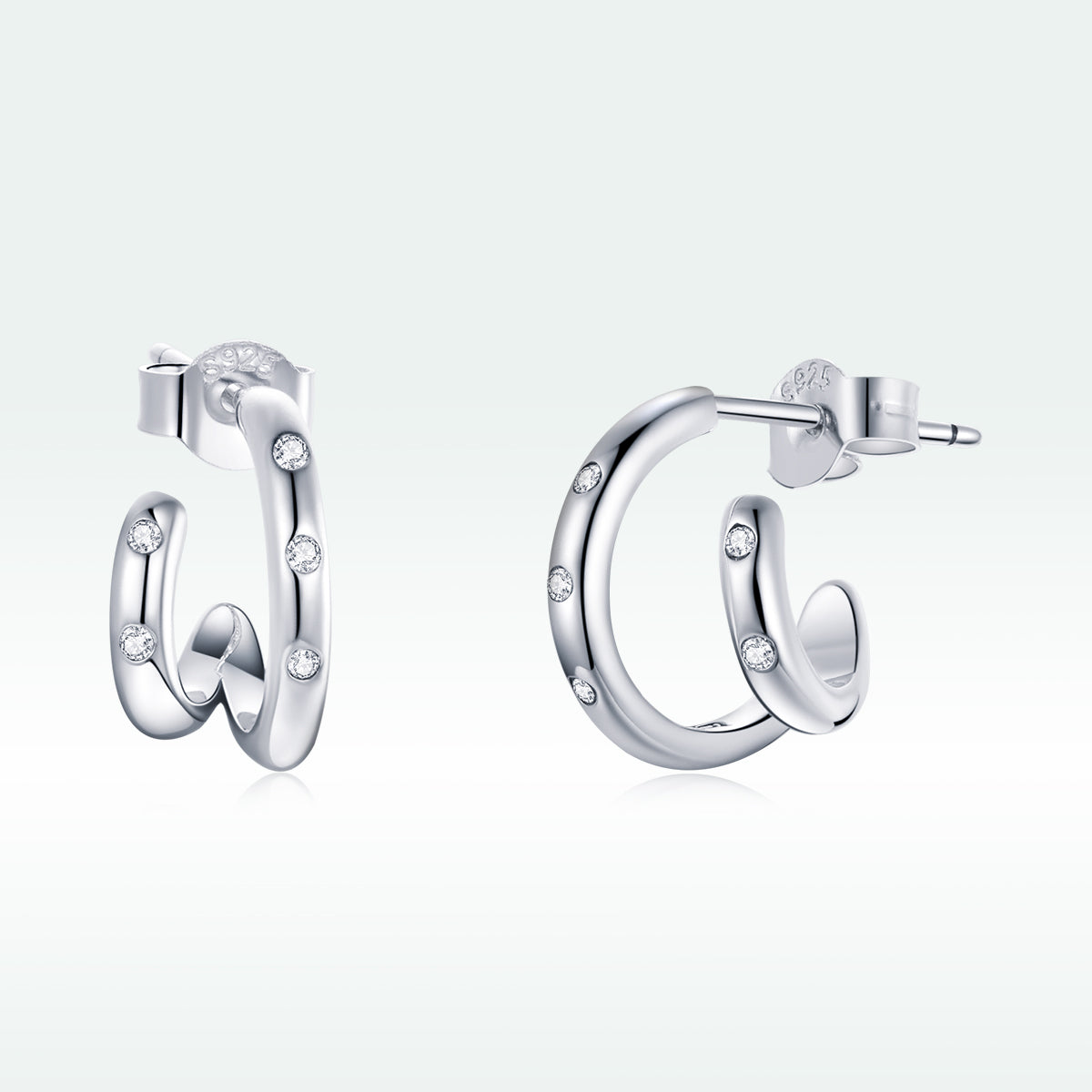 925 Sterling Silver Earrings with Pavé Setting CZ