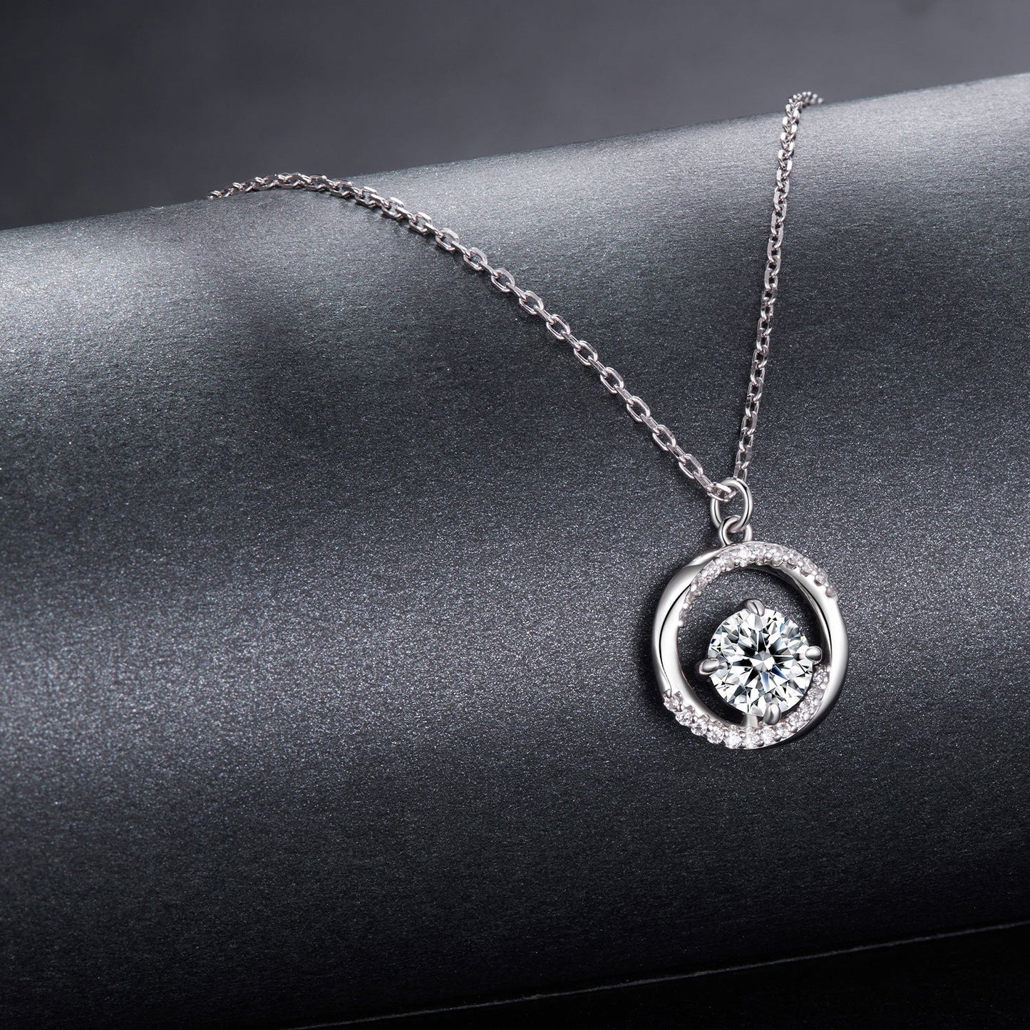 925 Sterling Silver Moissanite Necklace 40+5cm with CZ for Women