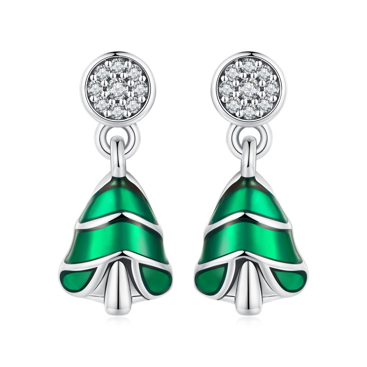 925 Sterling Silver Earrings with Enamel and Pavé Set CZ in Oxidized Silver