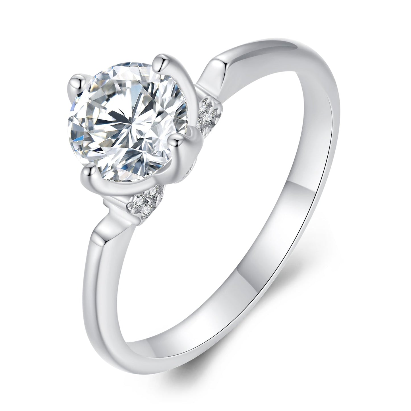 925 Sterling Silver 1.0 Carat Moissanite Ring in Size 8