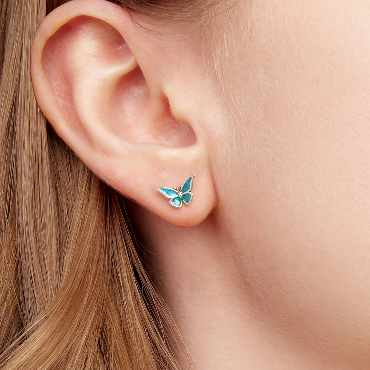 925 Sterling Silver Enamel Oxidized Earrings Size 0.7*1.1cm for Women