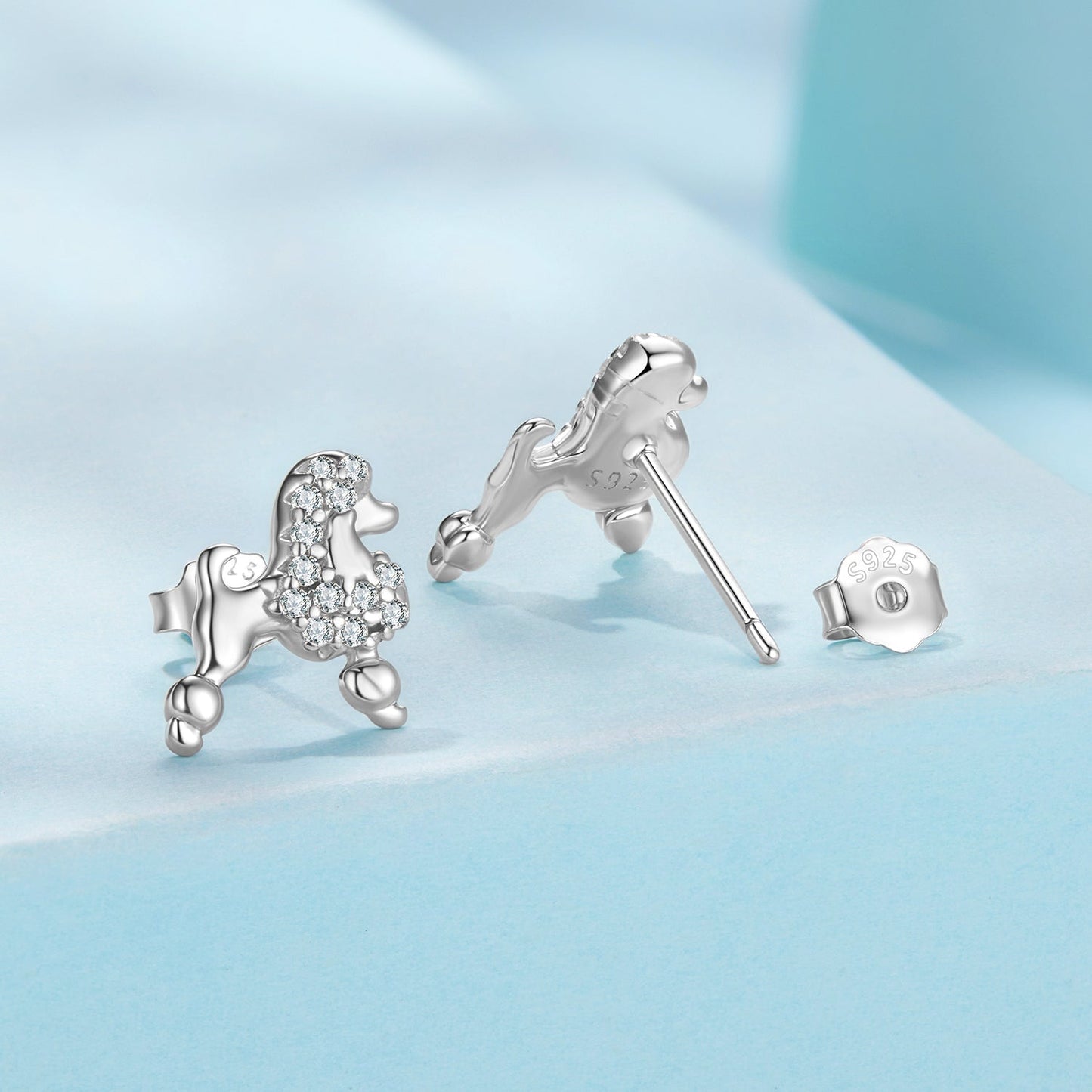 925 Sterling Silver White Gold Plated Pavé CZ Earrings
