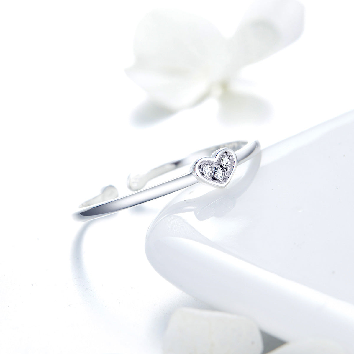 925 Sterling Silver Plated Platinum Pavé Setting CZ Ring