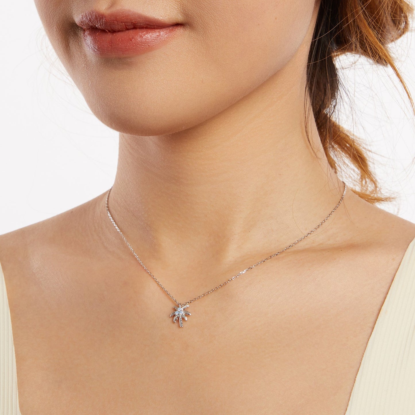 925 Sterling Silver + Nano Opal Stone Pendant Necklace for Women