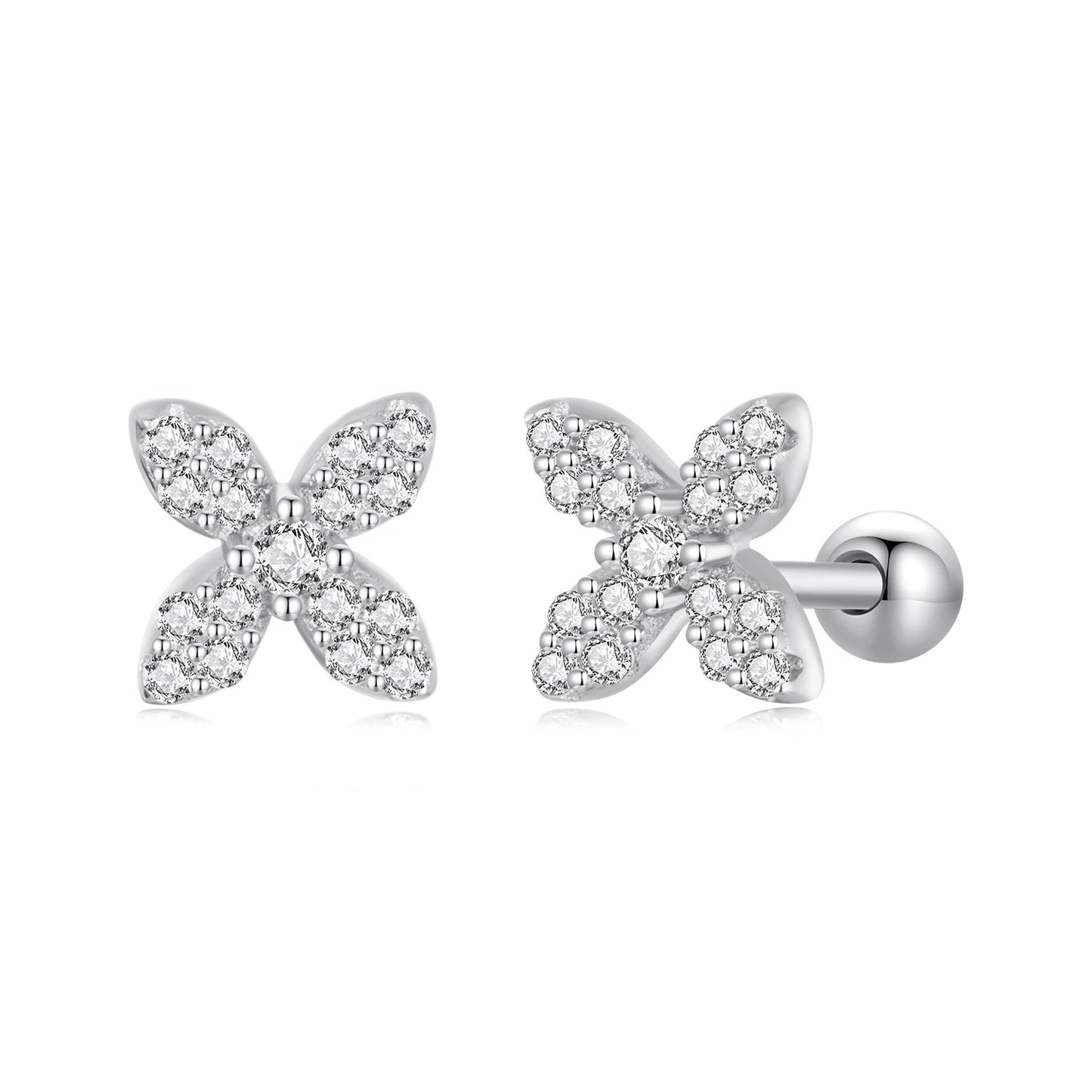 925 Sterling Silver Earrings with Pavé Setting CZ in Elegant Design