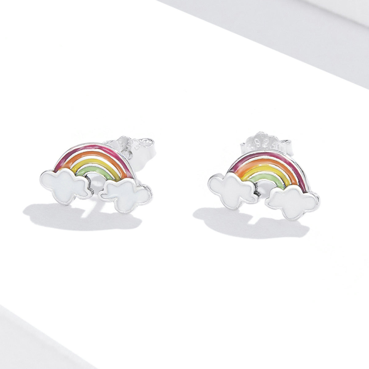 925 Sterling Silver Earrings with Enamel Process in Oxidized Silver for Women