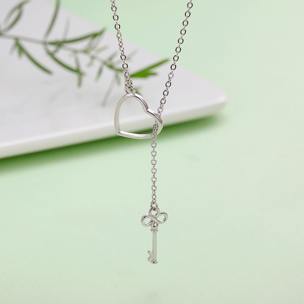 925 Sterling Silver Necklace 55cm with Heart Pendant for Women