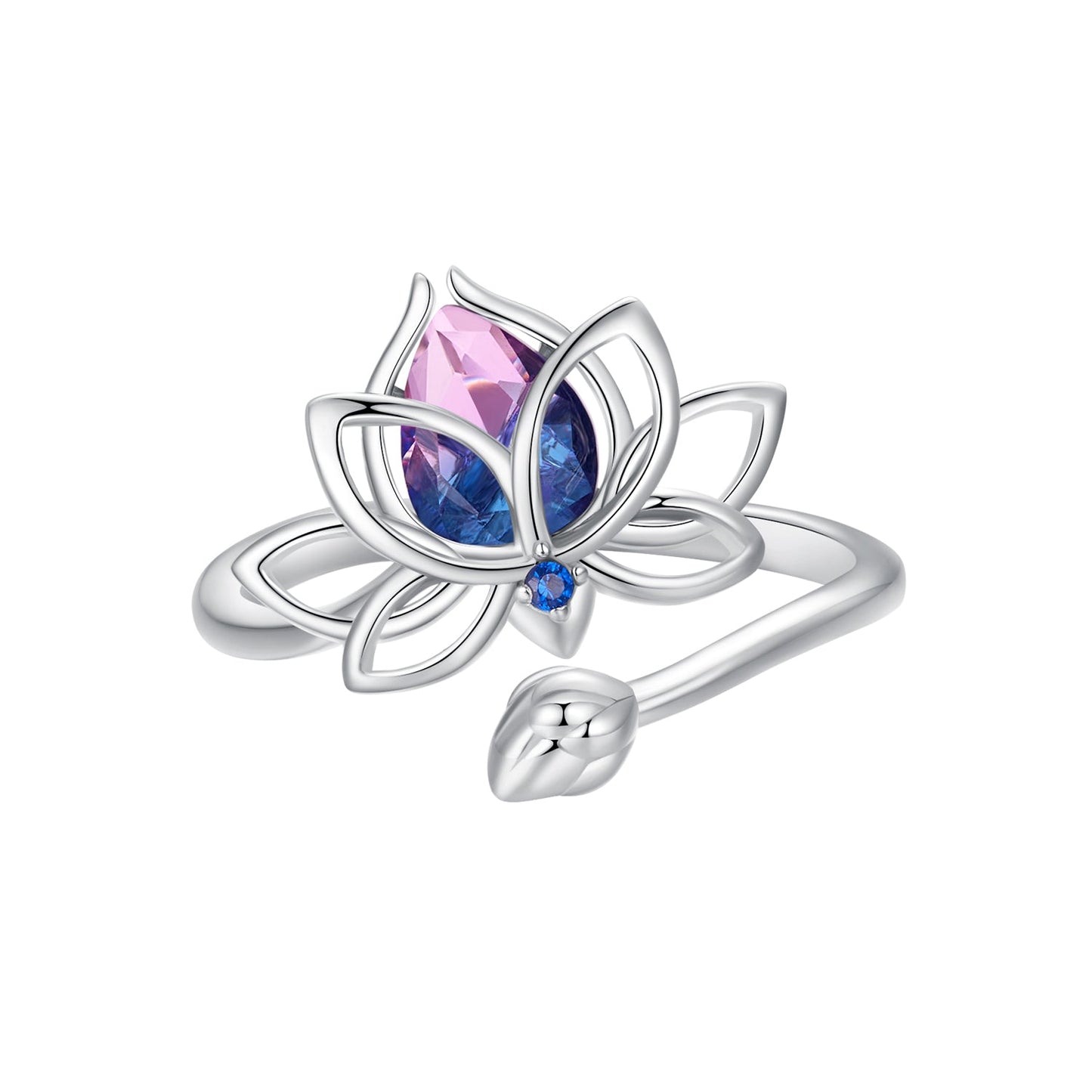 925 Sterling Silver Pavé Setting CZ & Synthetic Tourmaline Ring for Women