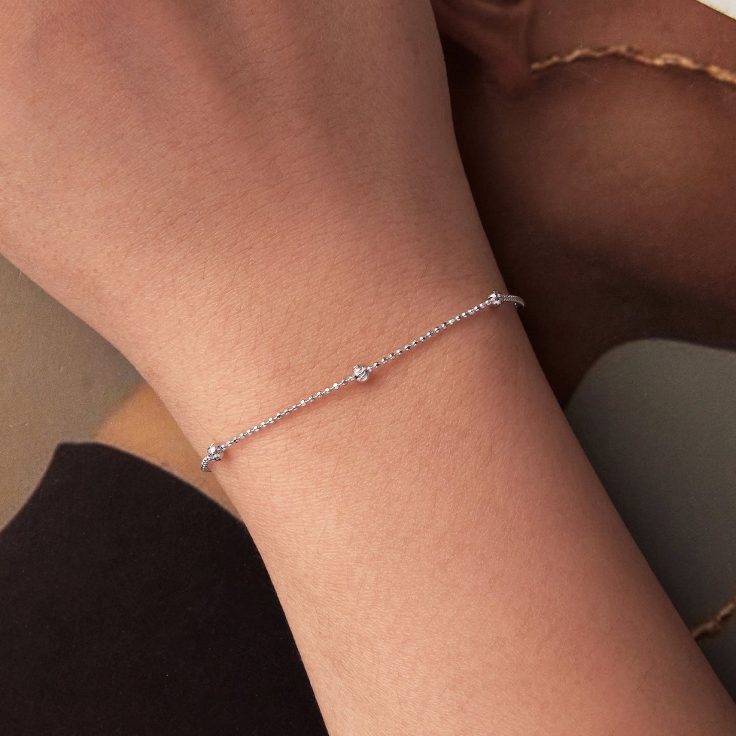 925 Sterling Silver & Plated White Gold Bracelet with Adjustable Length